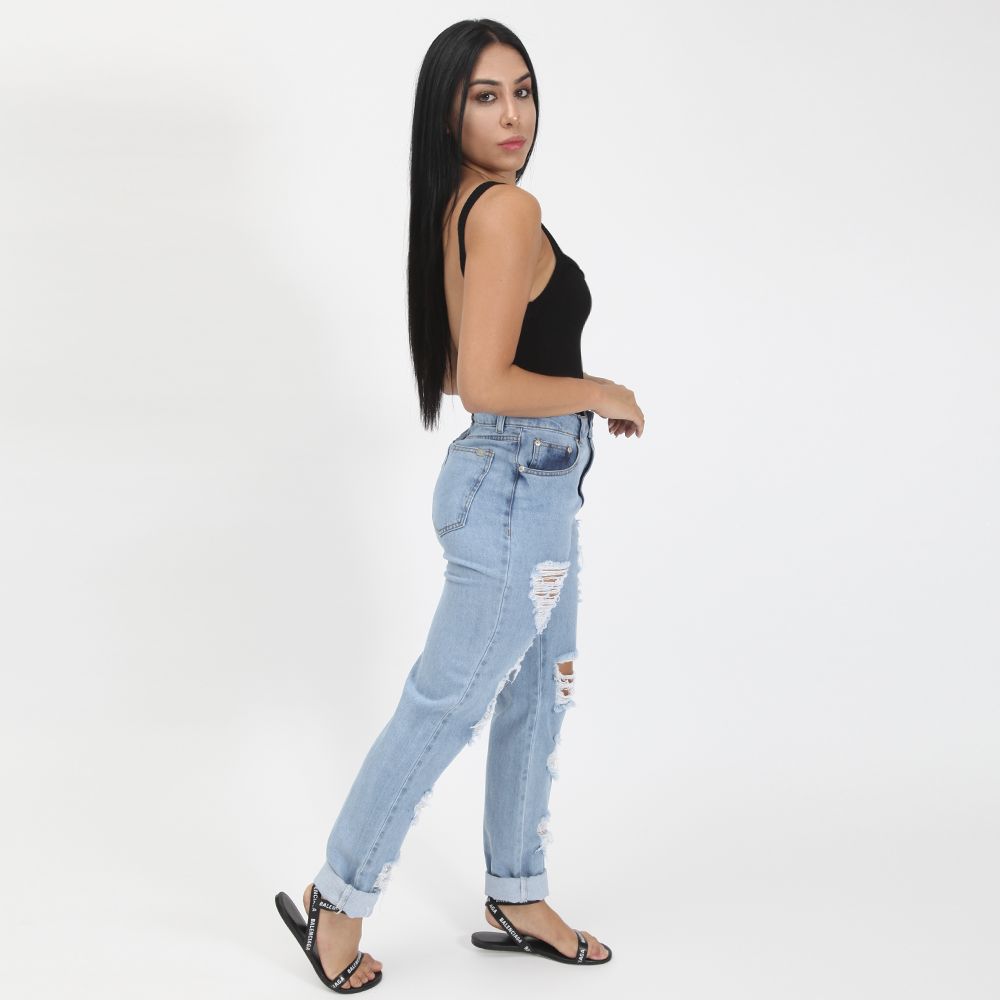 CALÇA JEANS MOM DESTROYED