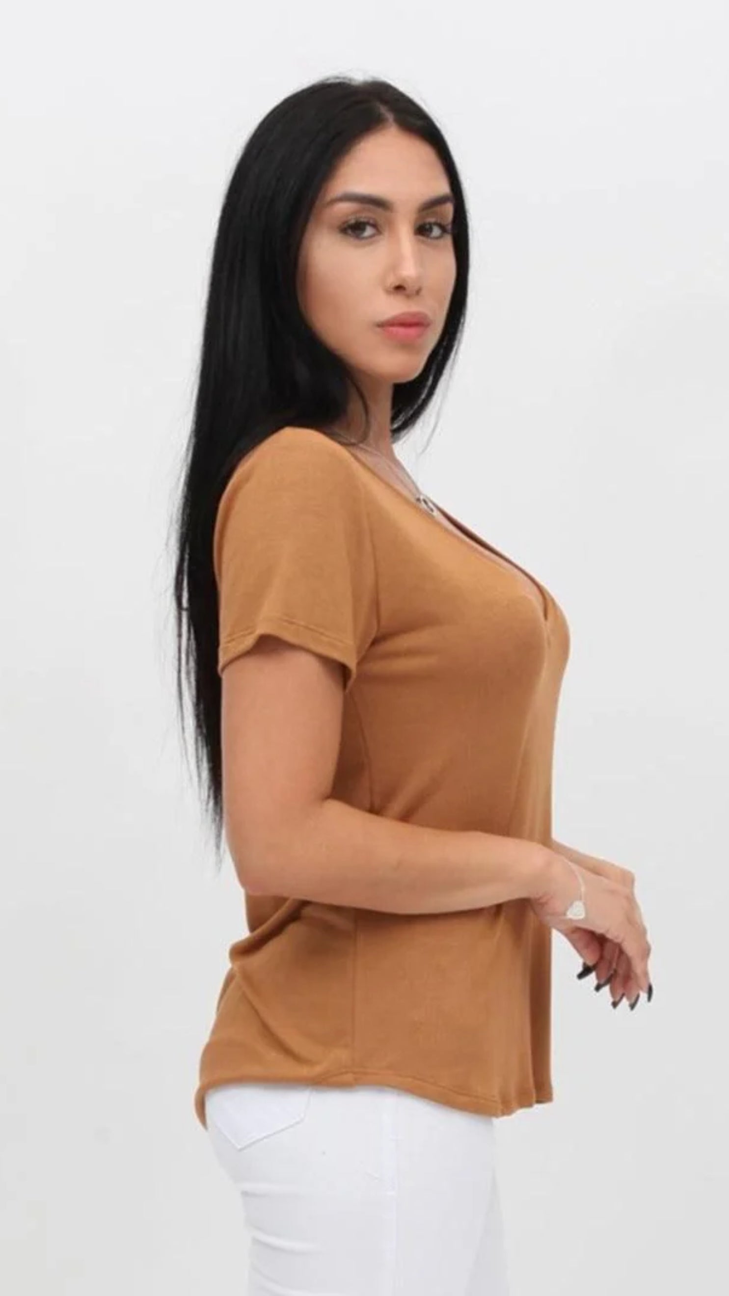 BLUSA BASIC TRICOT CARAMELO