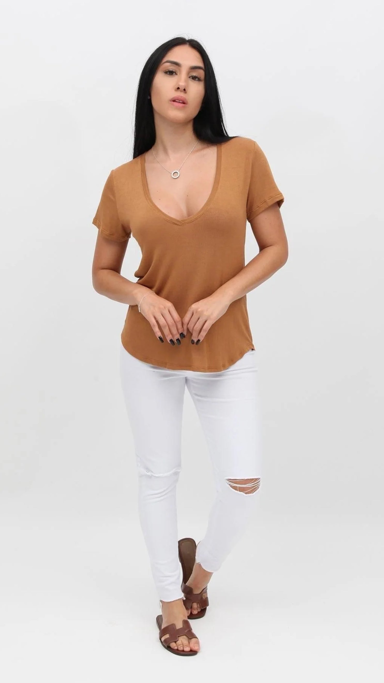 BLUSA BASIC TRICOT CARAMELO