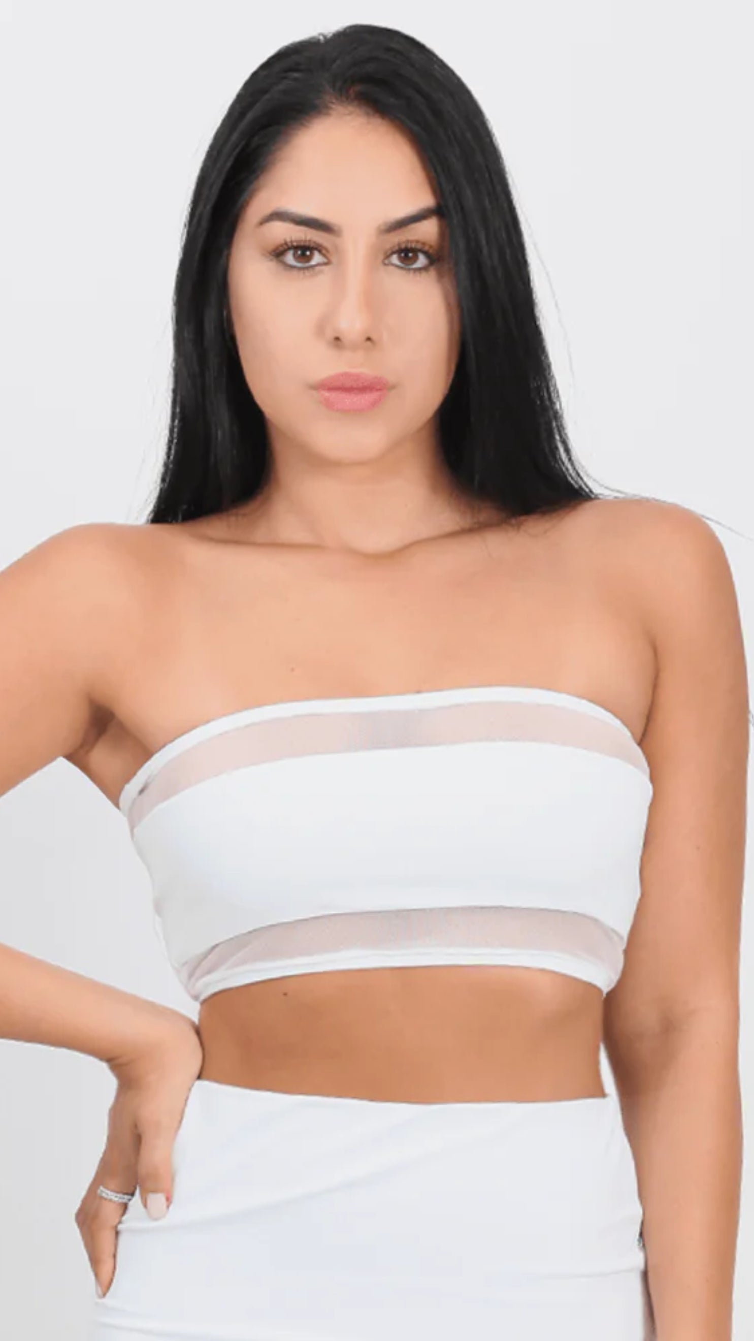 TOP FAIXA TULE BRANCO