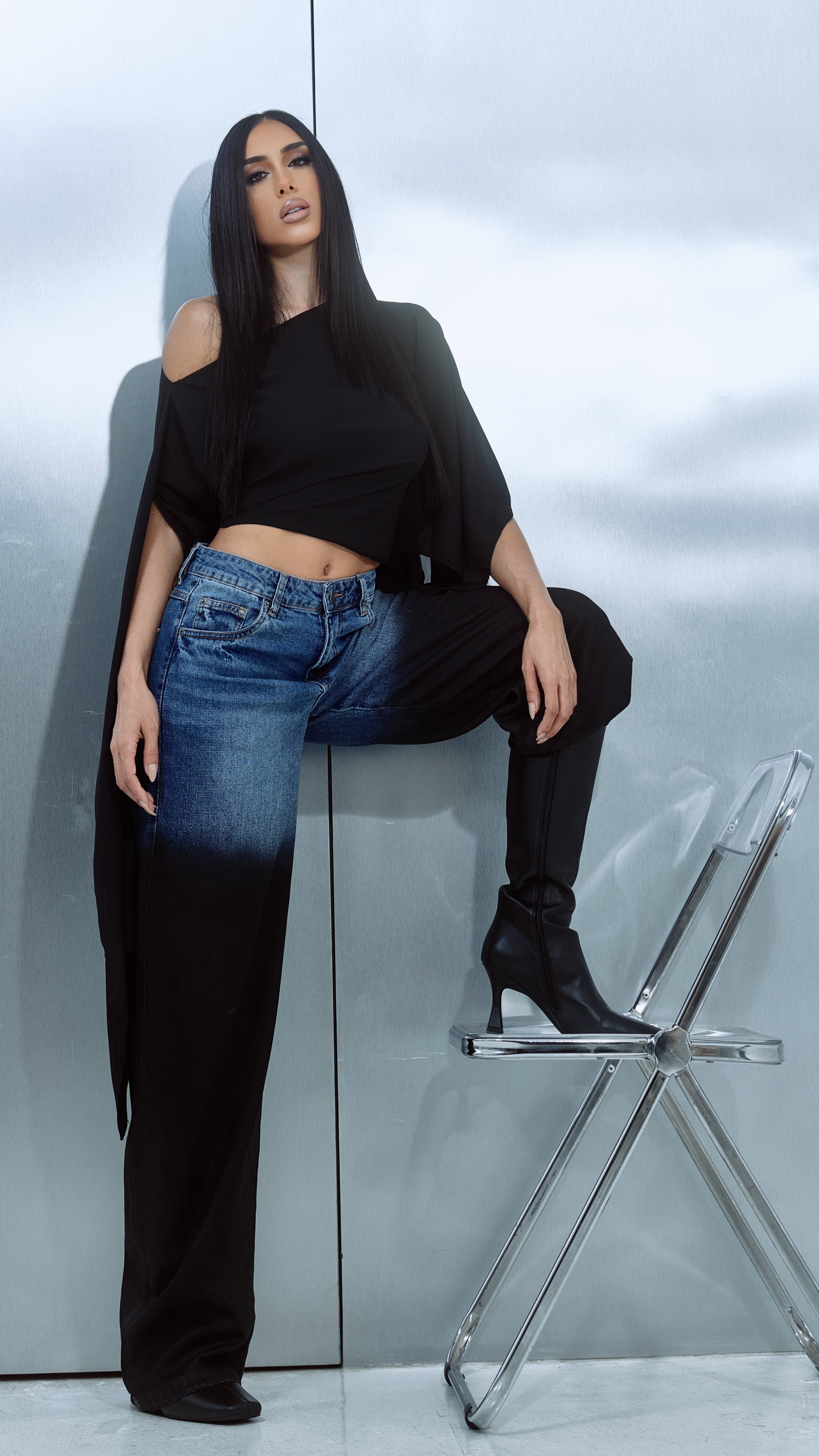 CALÇA JEANS OVERSIZED MIDNIGHT