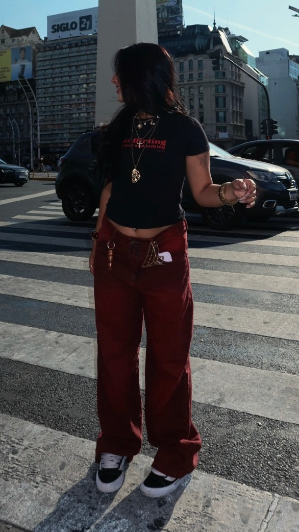 CALÇA JEANS OVERSIZED CHERRY