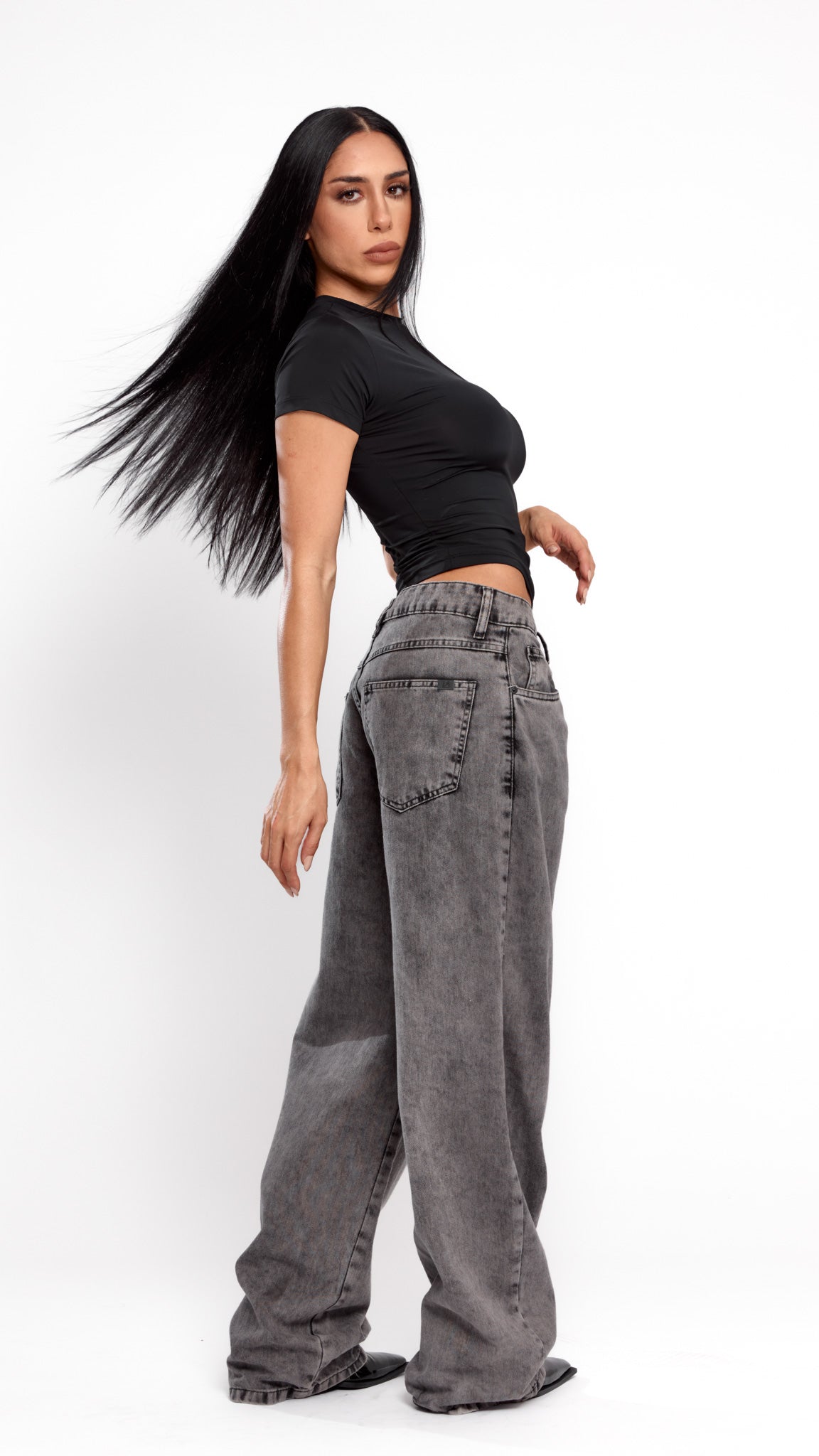 CALÇA JEANS OVERSIZED SILVER ESCURA