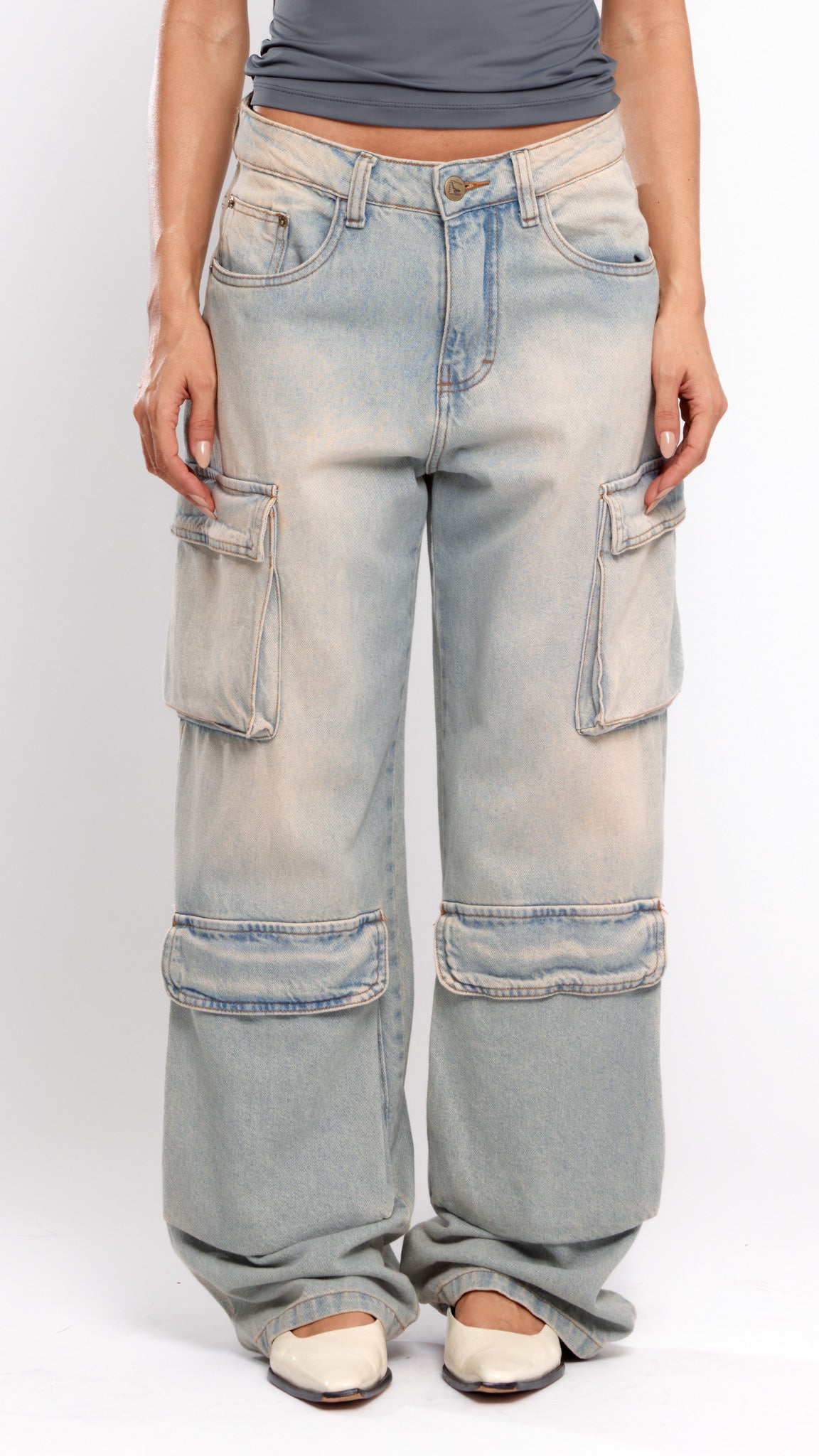 CALÇA JEANS POCKET Y2K