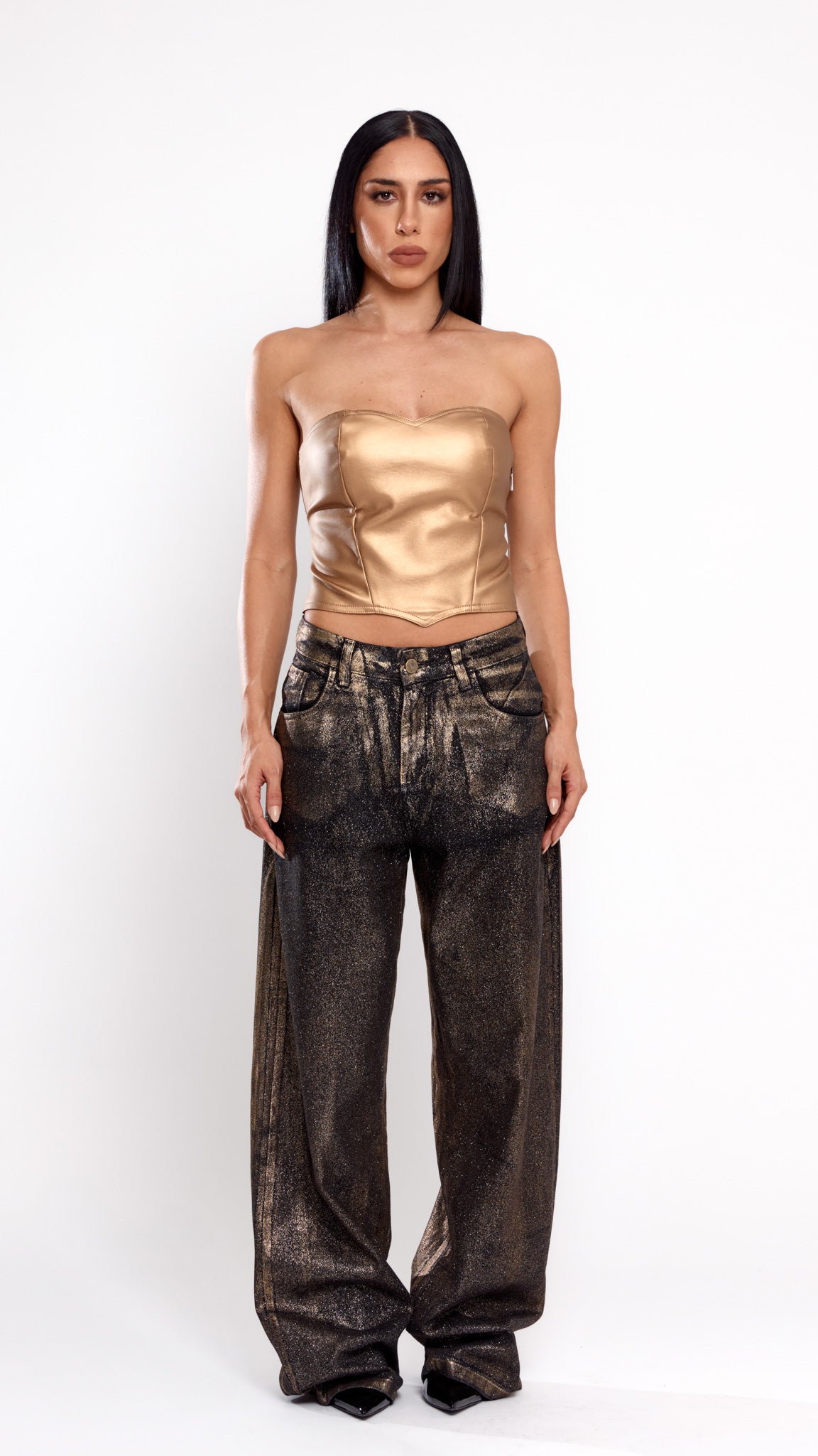 CORSET COURO HEART GOLD