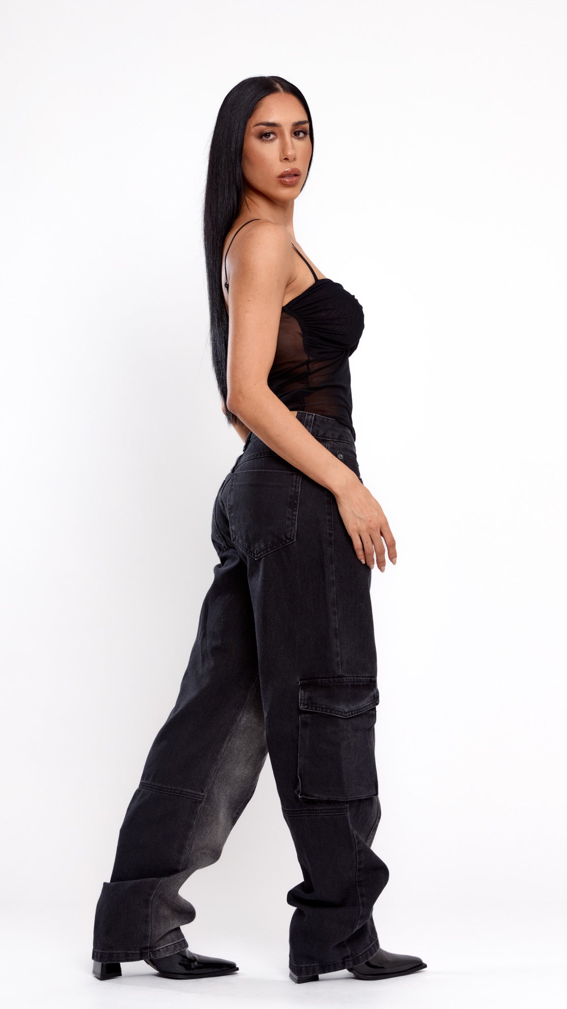 CALÇA JEANS SKATER BLACK BICOLOR