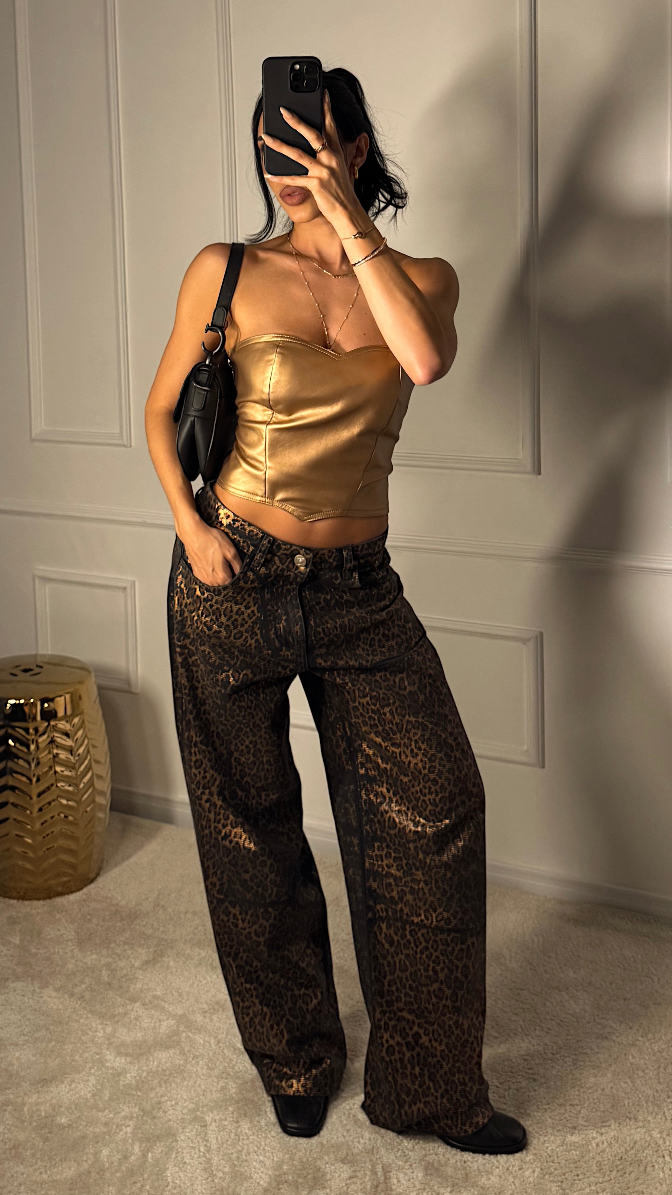 CORSET COURO HEART GOLD