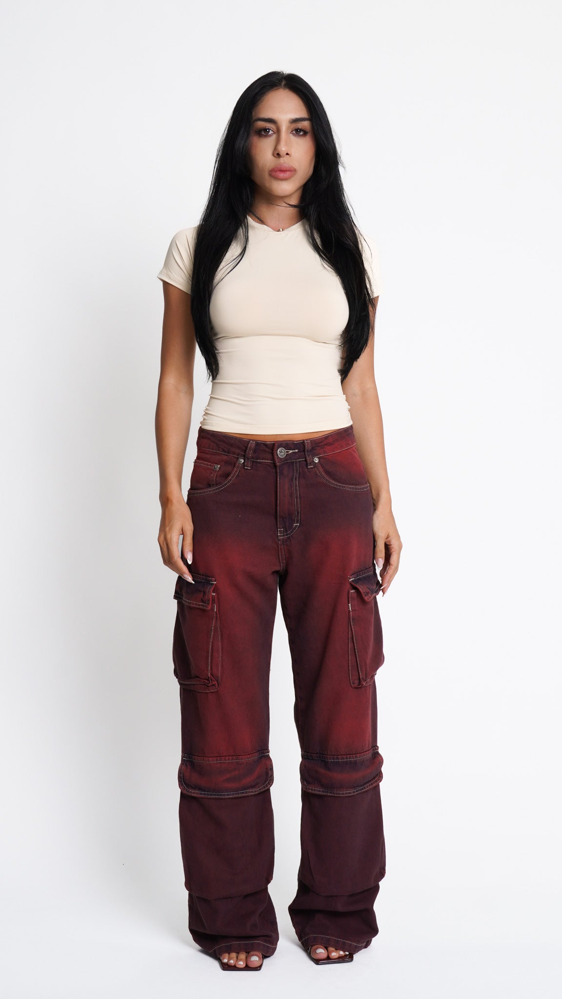 CALÇA JEANS POCKET BORDÔ