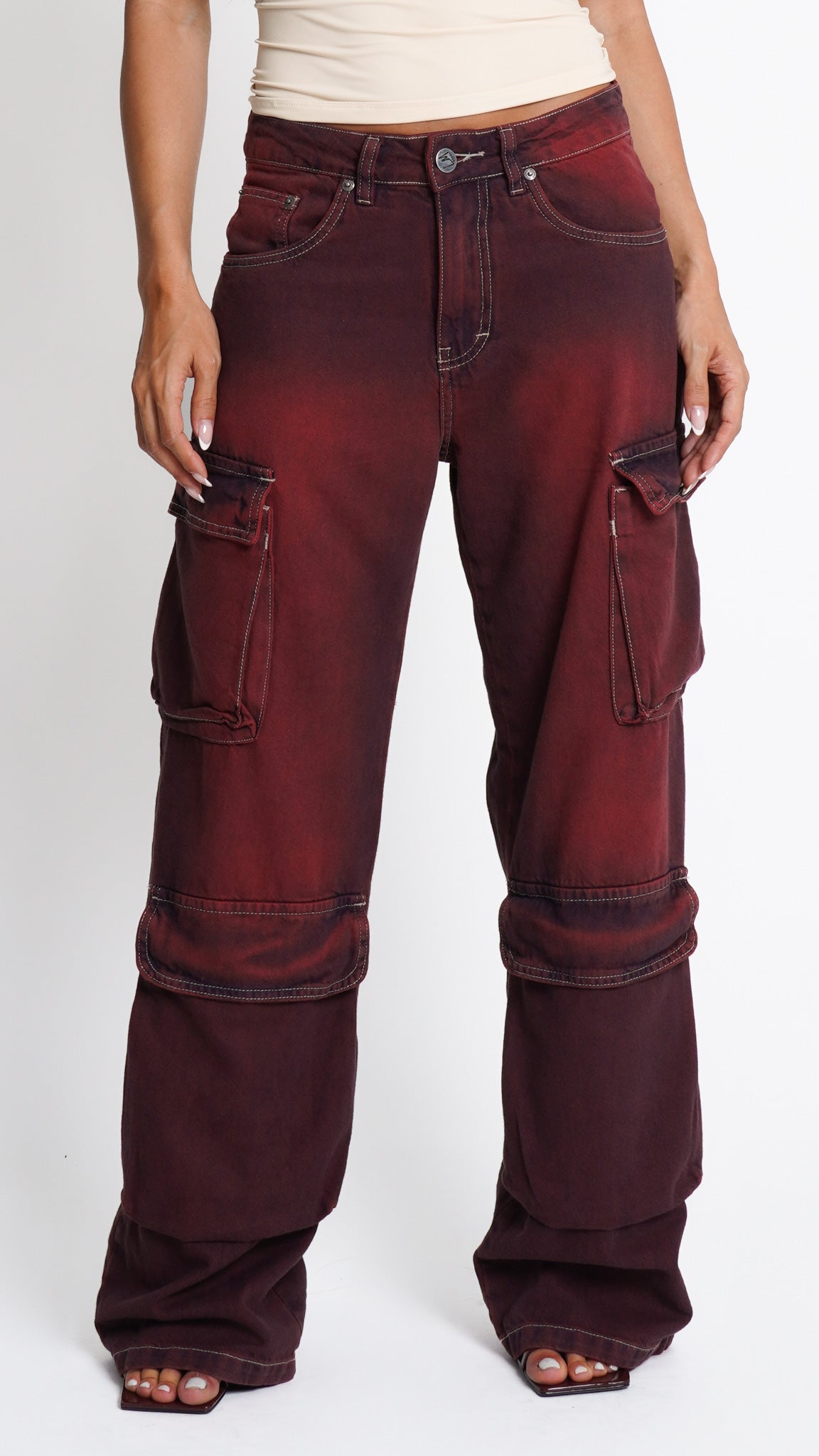 CALÇA JEANS POCKET BORDÔ
