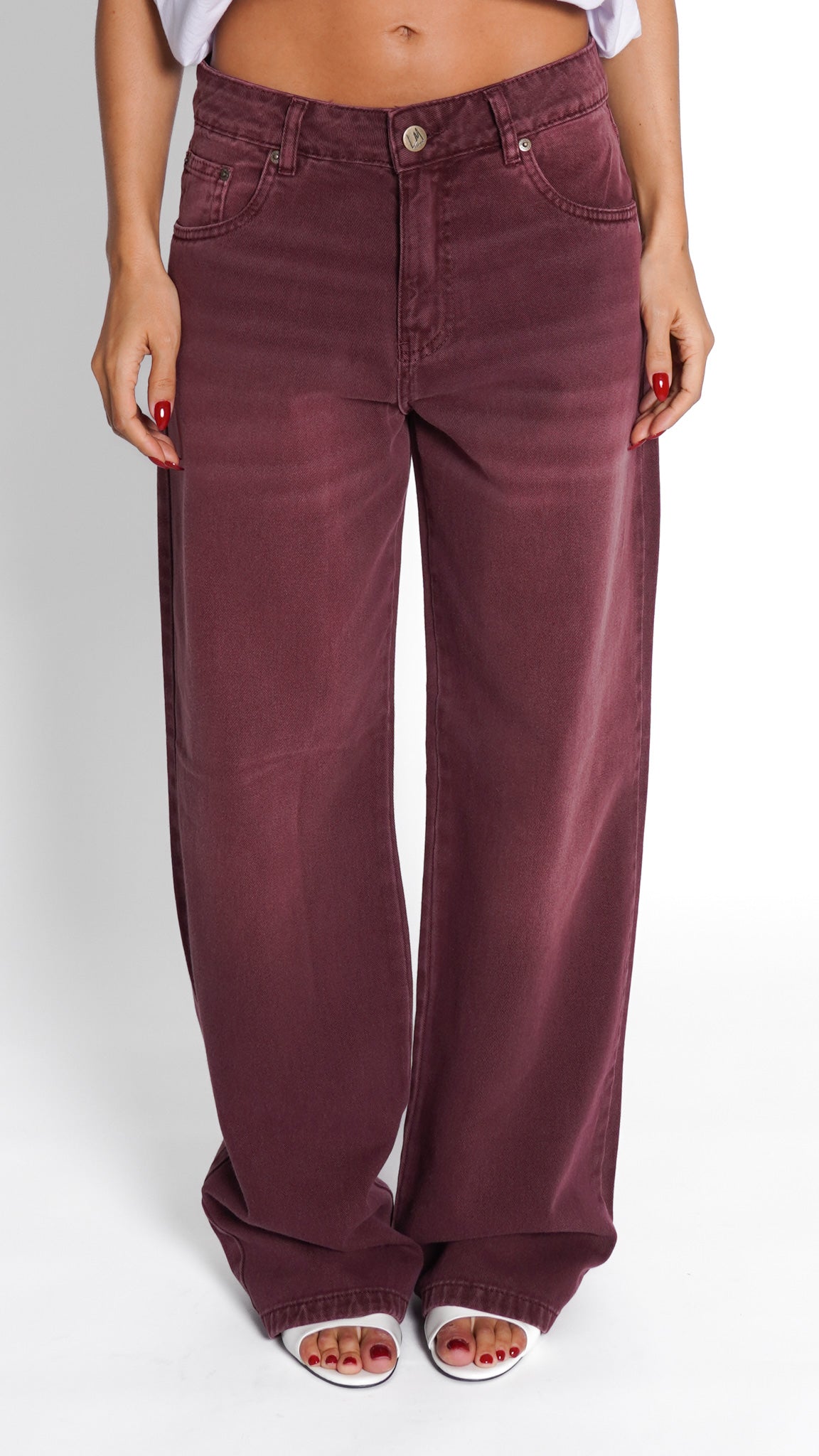 CALÇA JEANS OVERSIZED MARSALA