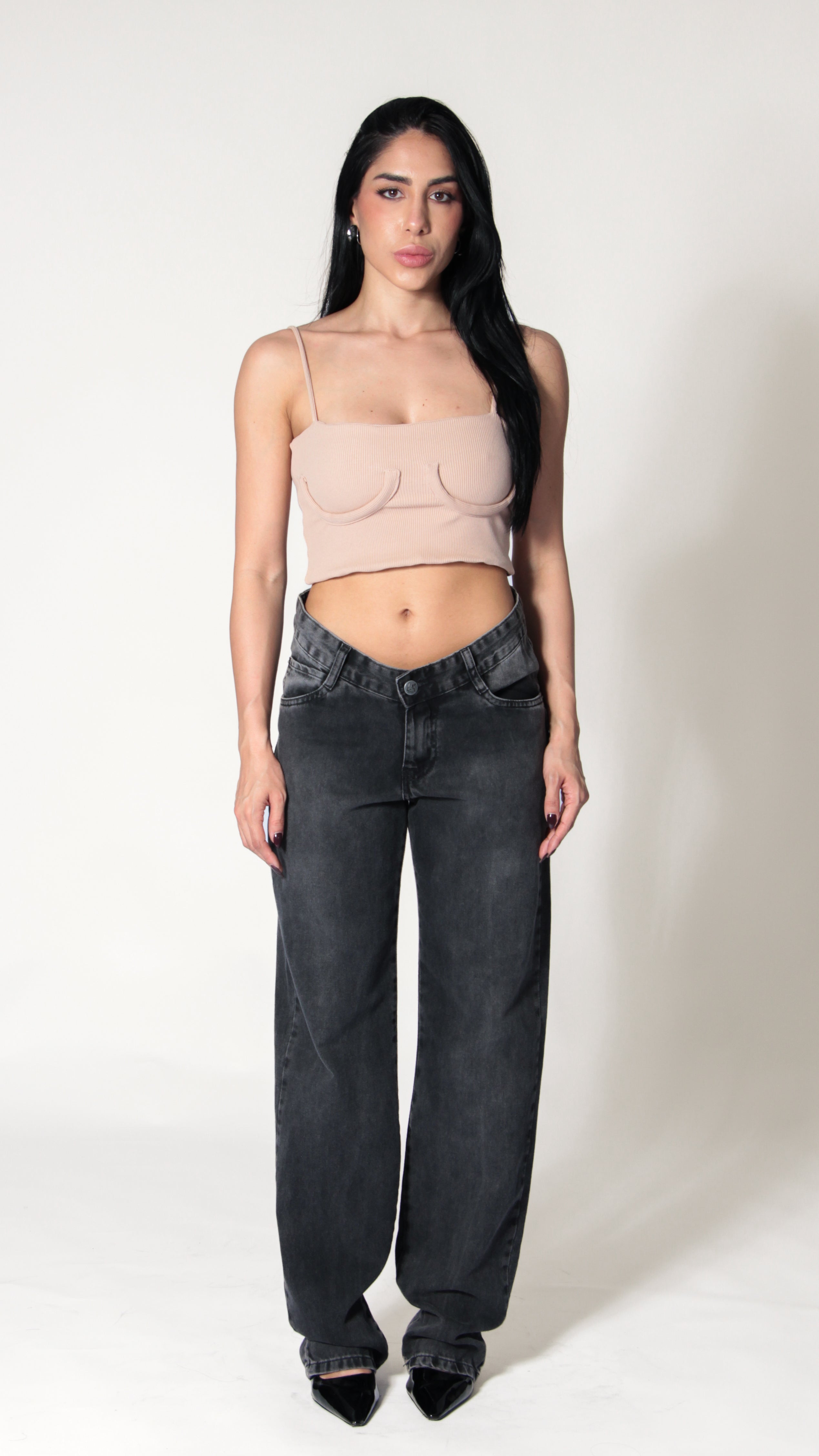 CALÇA JEANS ASSIMÉTRICA BLACK