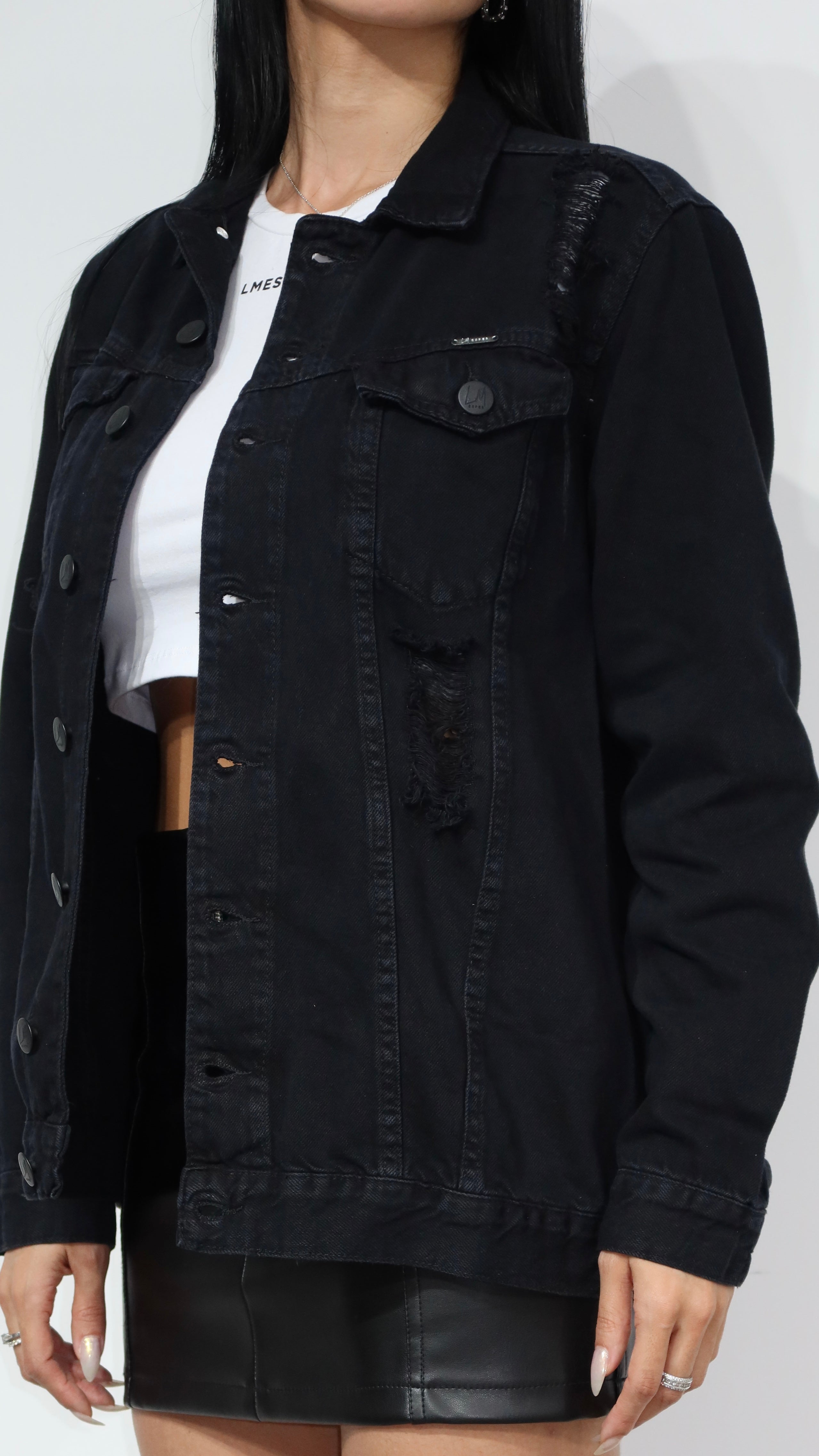 JAQUETA JEANS BLACK DESTROYED