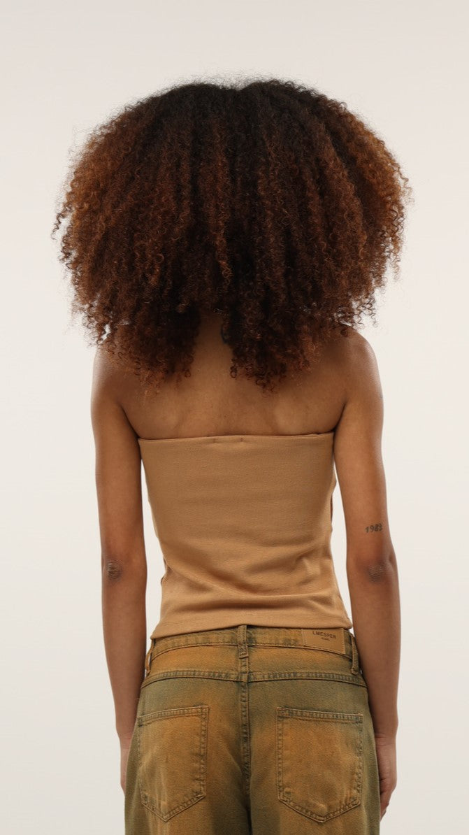 TUBE TOP RIBBED BEGE