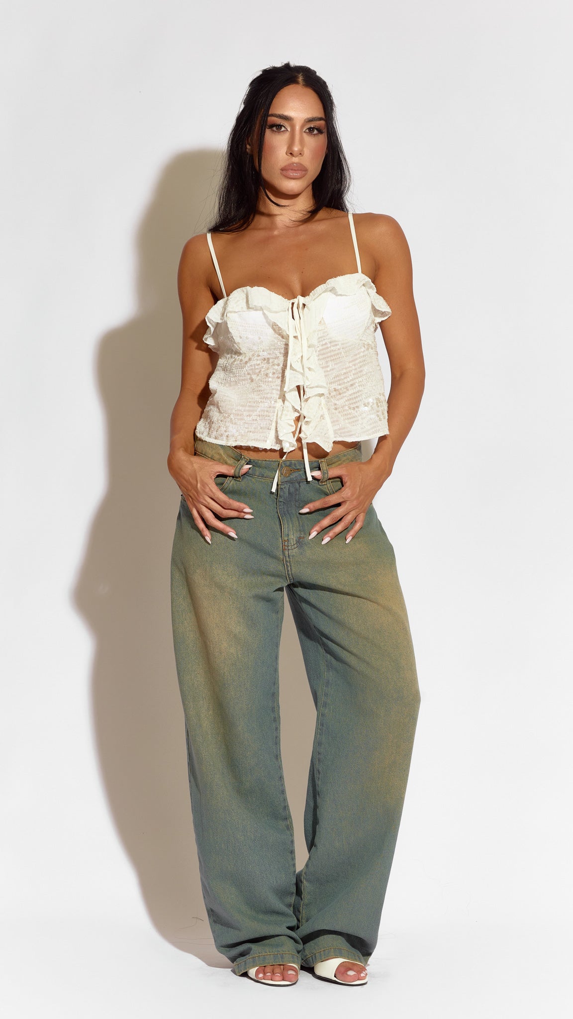 CALÇA JEANS OVERSIZED PISTACHIO