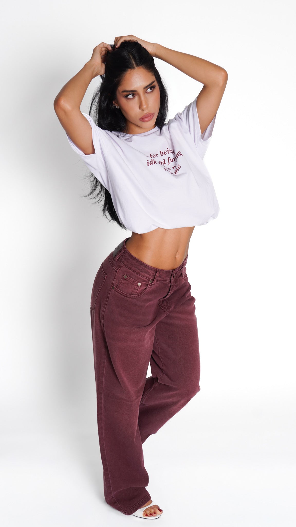 CALÇA JEANS OVERSIZED MARSALA