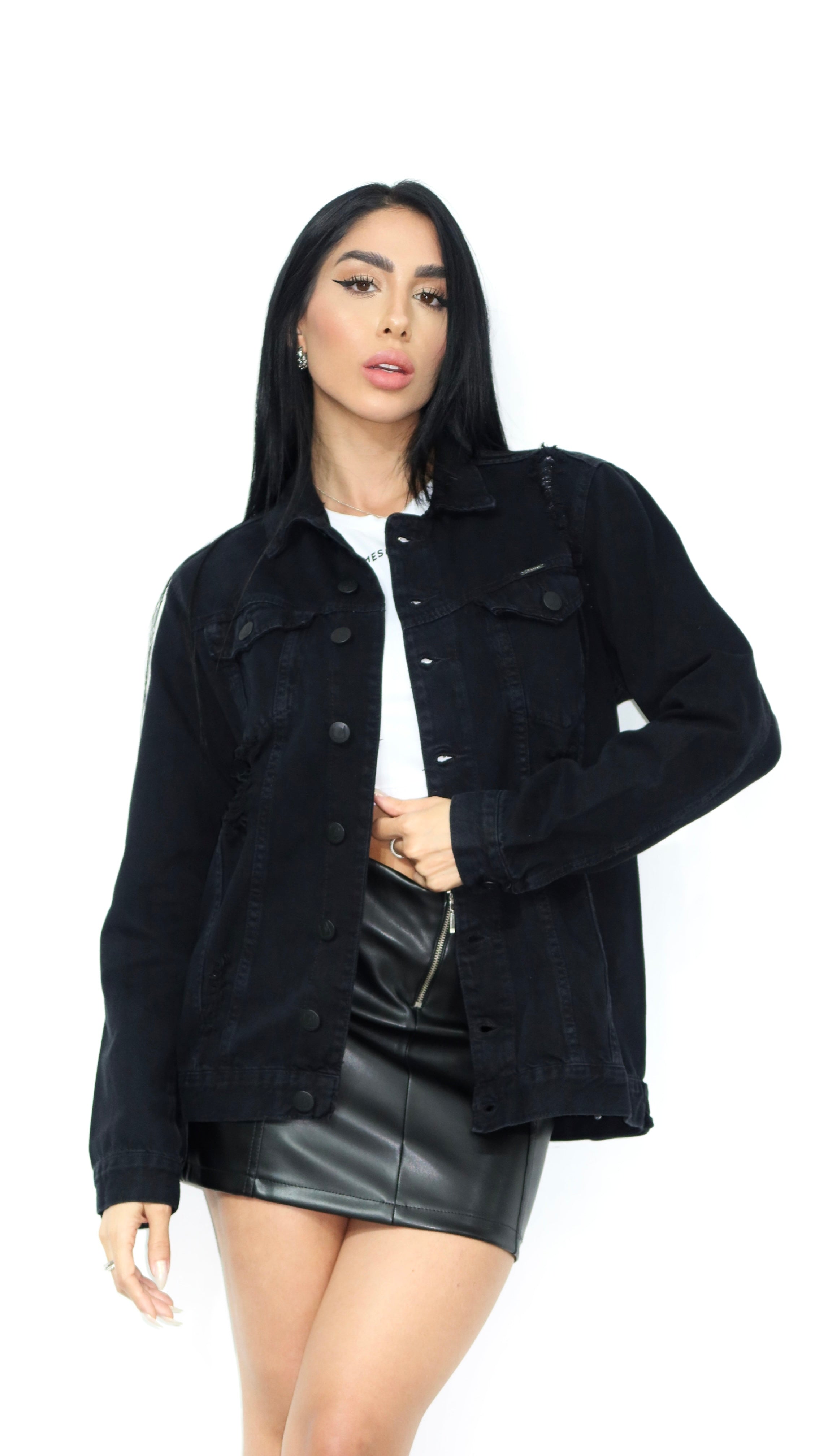JAQUETA JEANS BLACK DESTROYED