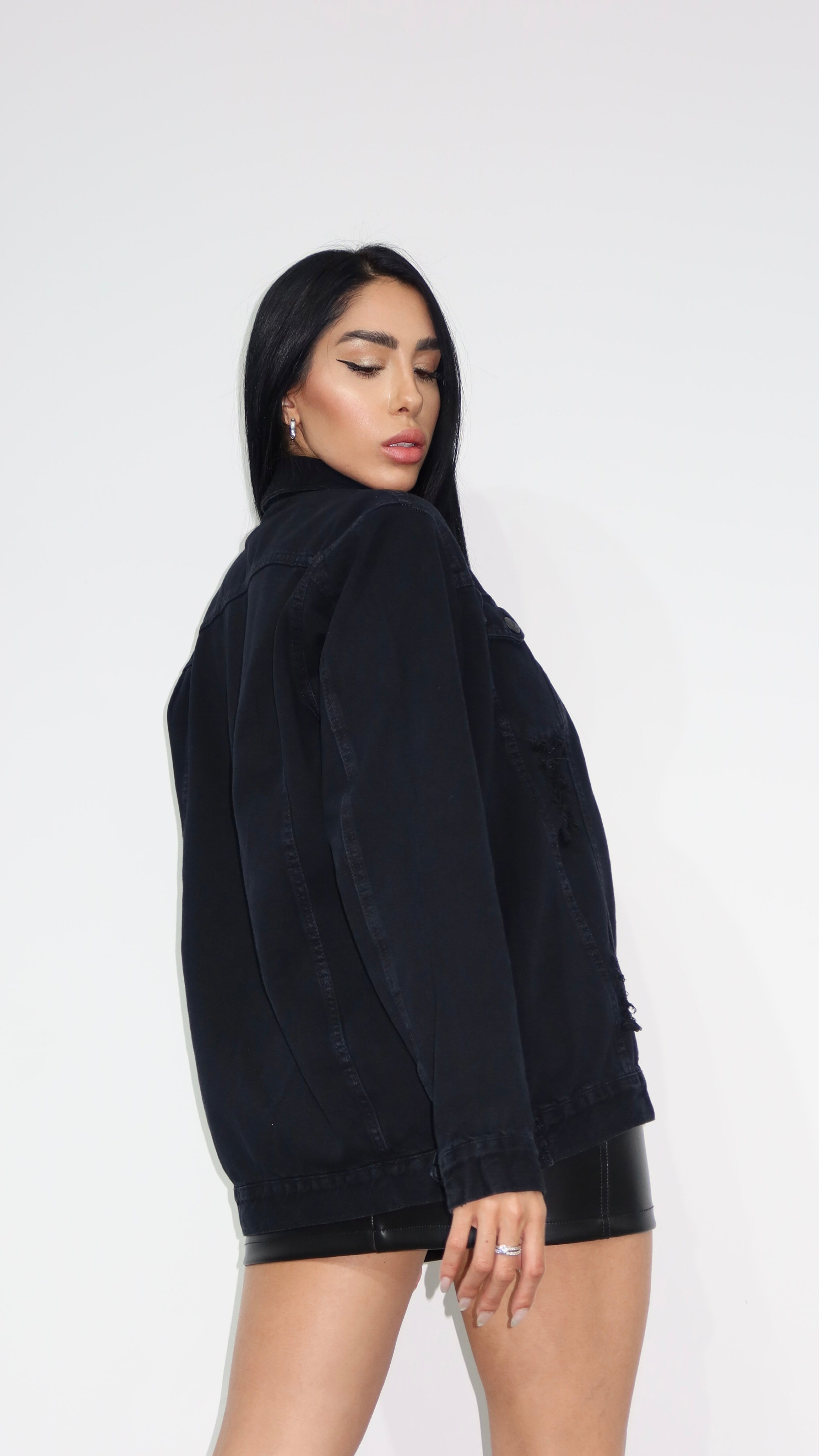 JAQUETA JEANS BLACK DESTROYED