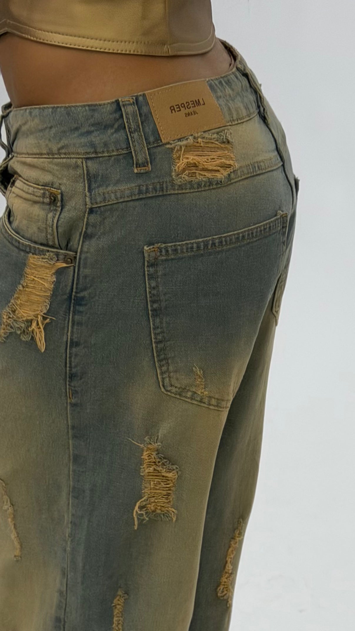 CALÇA JEANS OVERSIZED VINTAGE RASGADA