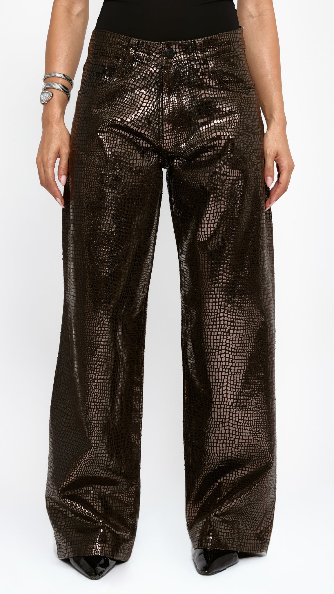 CALÇA JEANS BROWN CROCO