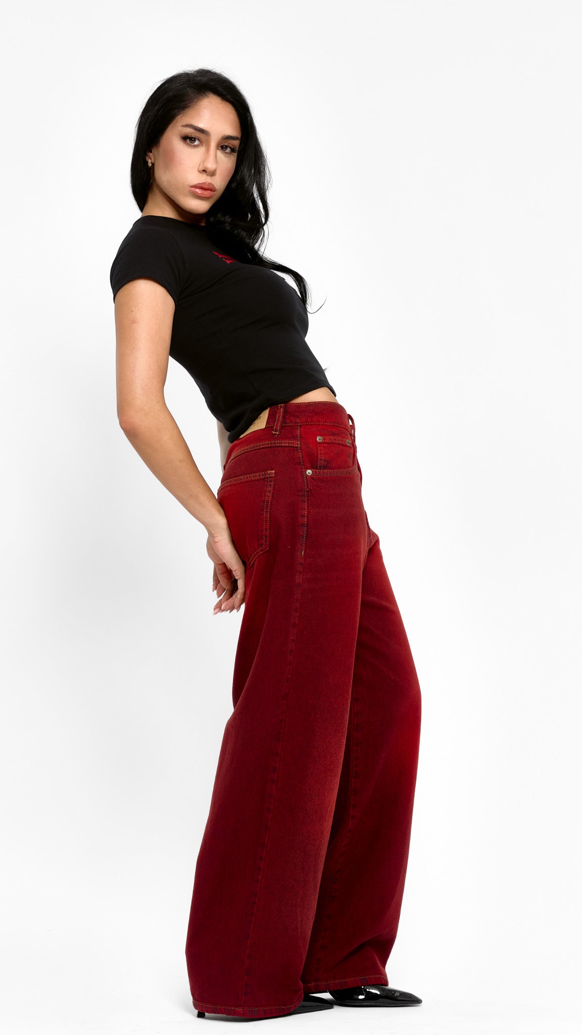 CALÇA JEANS OVERSIZED CHERRY