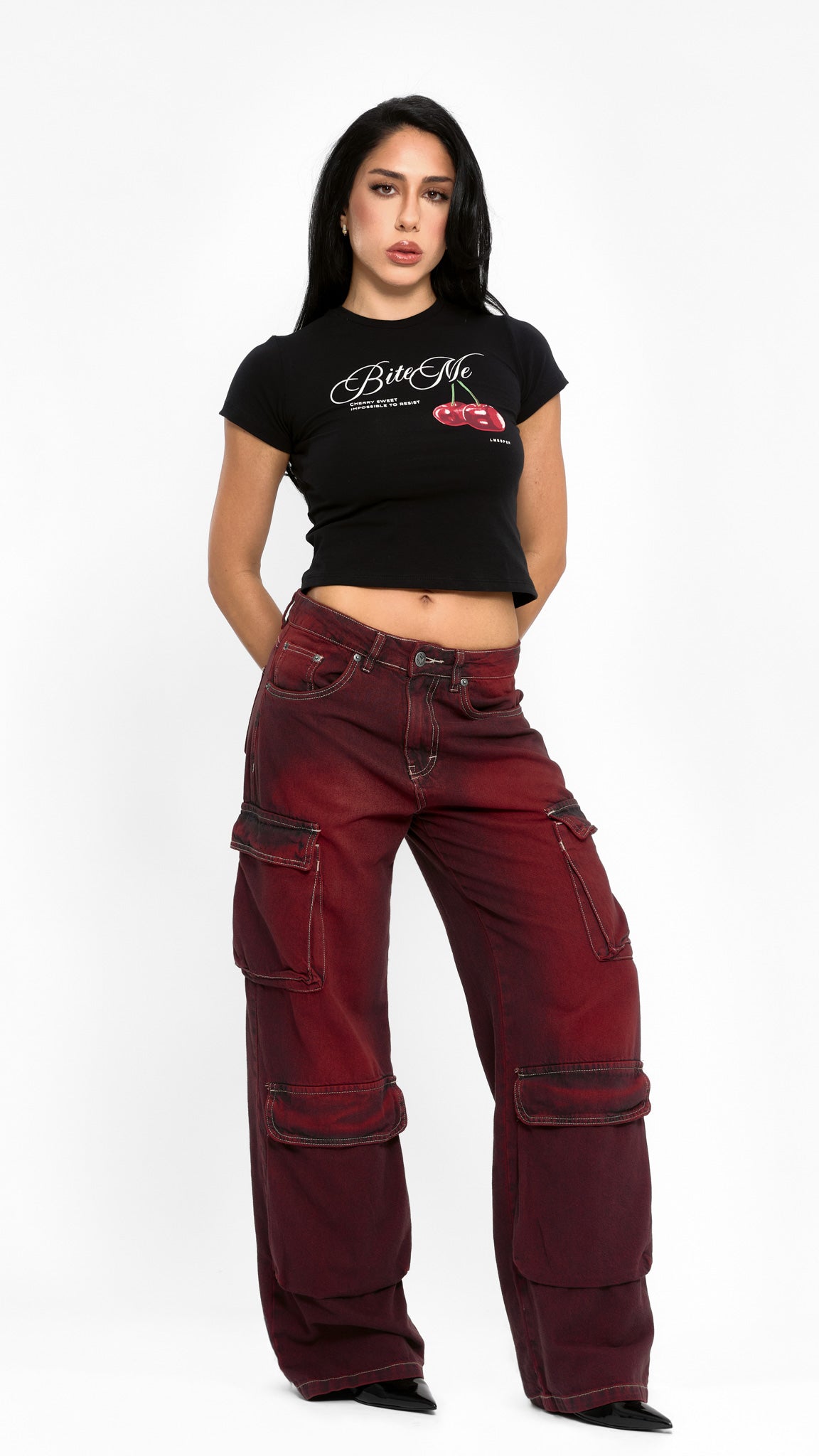 CALÇA JEANS POCKET BORDÔ