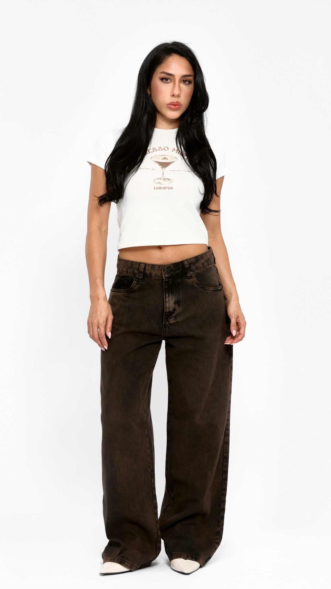 CALÇA JEANS OVERSIZED COFFEE