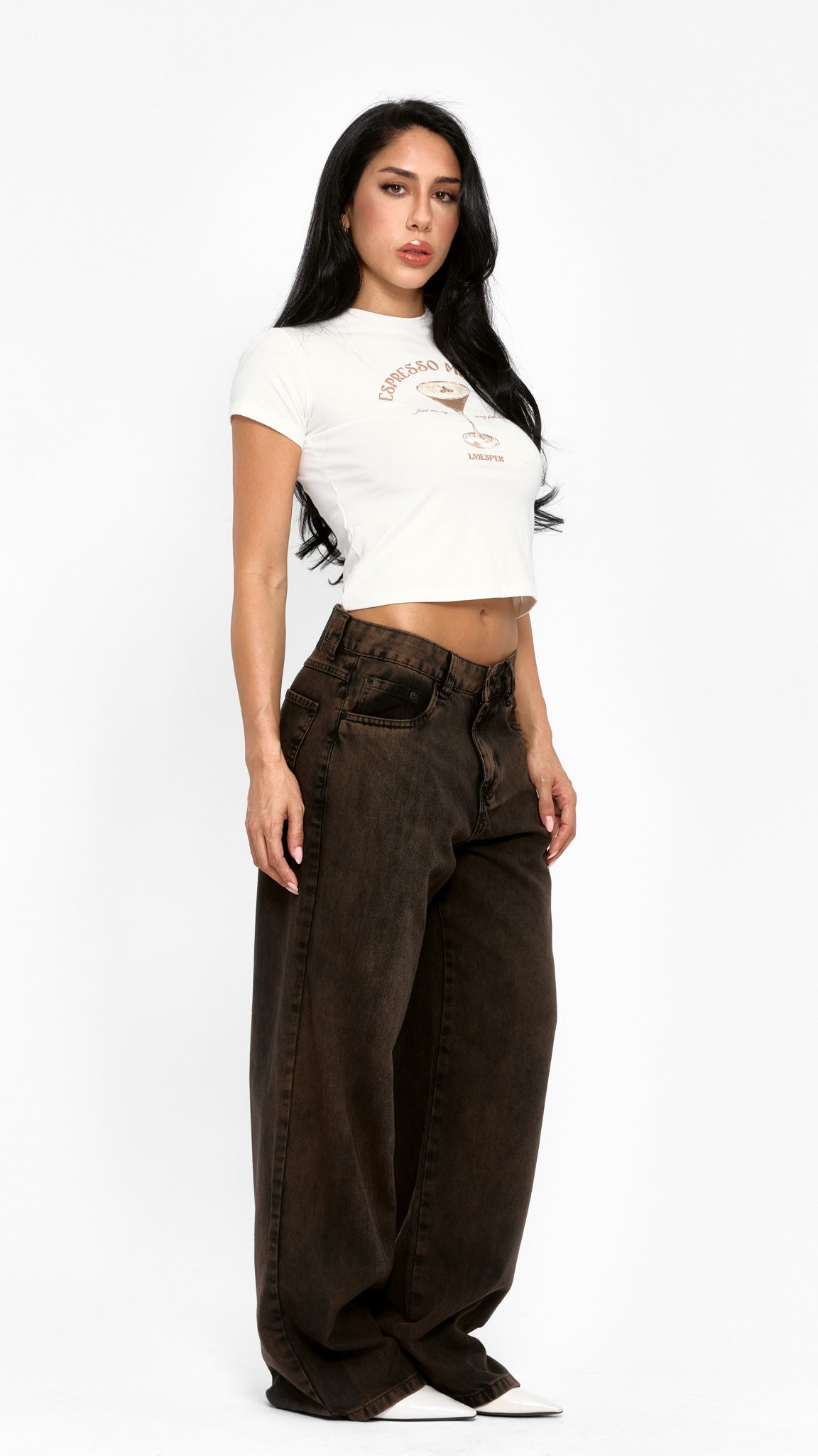 CALÇA JEANS OVERSIZED COFFEE