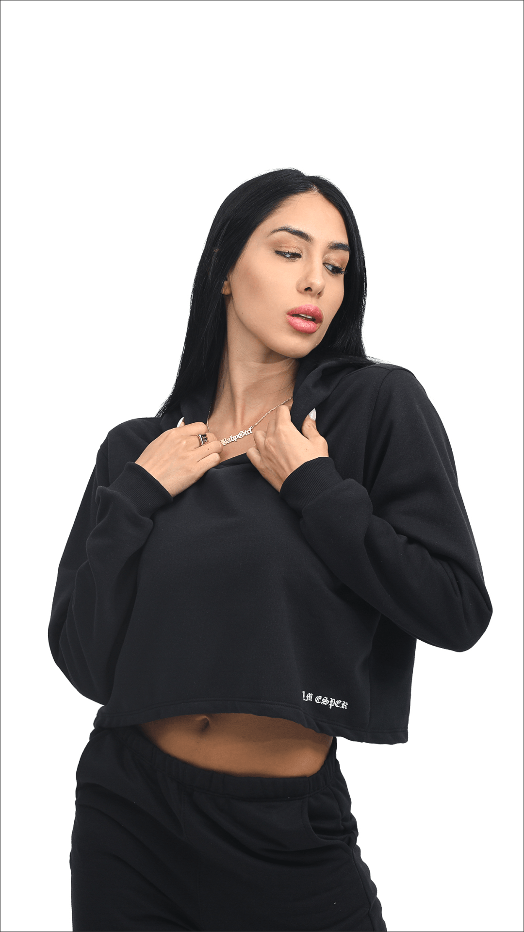 MOLETOM CROPPED ESPER PRETO