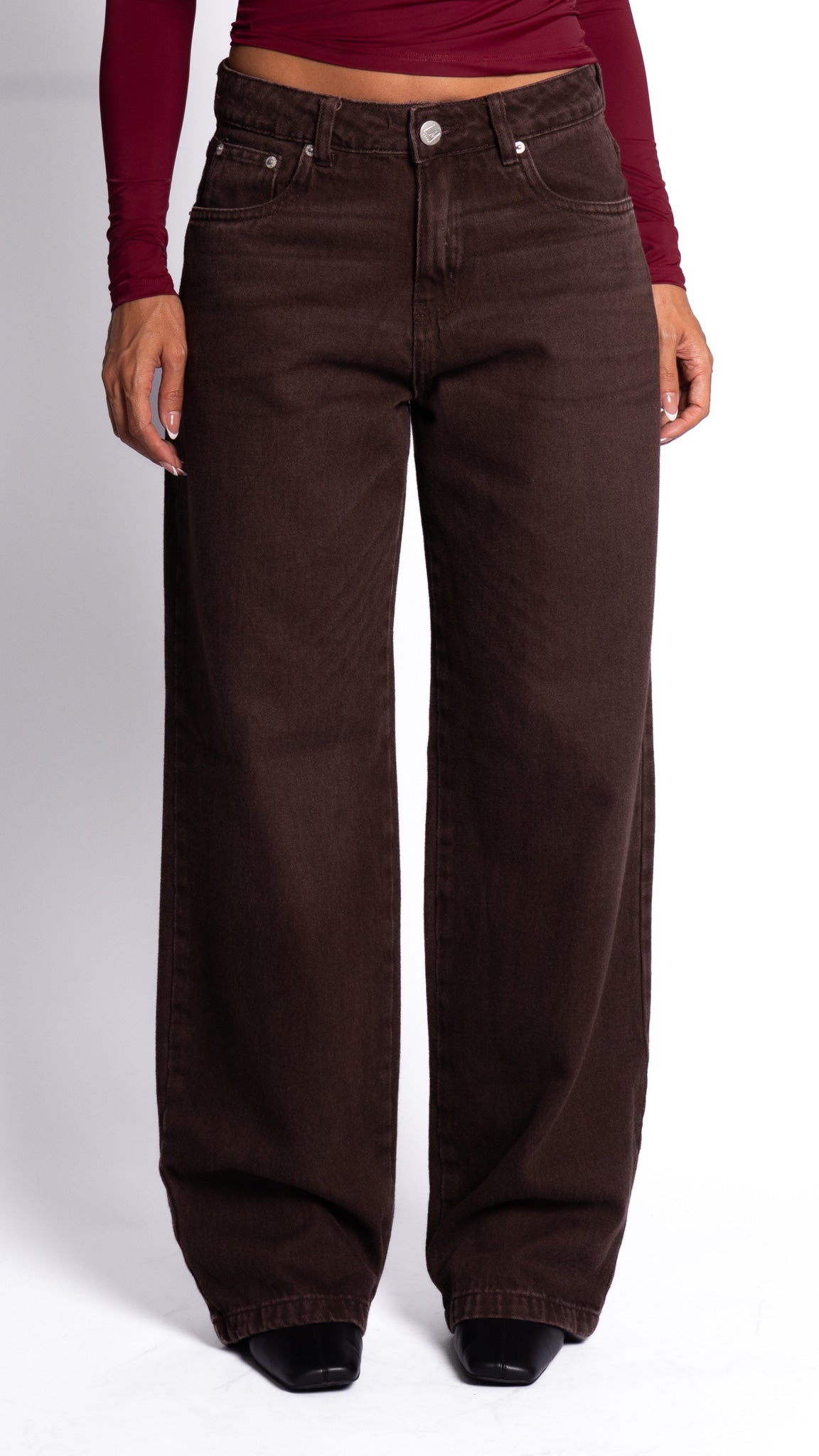 CALÇA JEANS OVERSIZED DARK ROSEWOOD