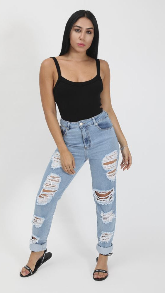 CALÇA JEANS MOM DESTROYED