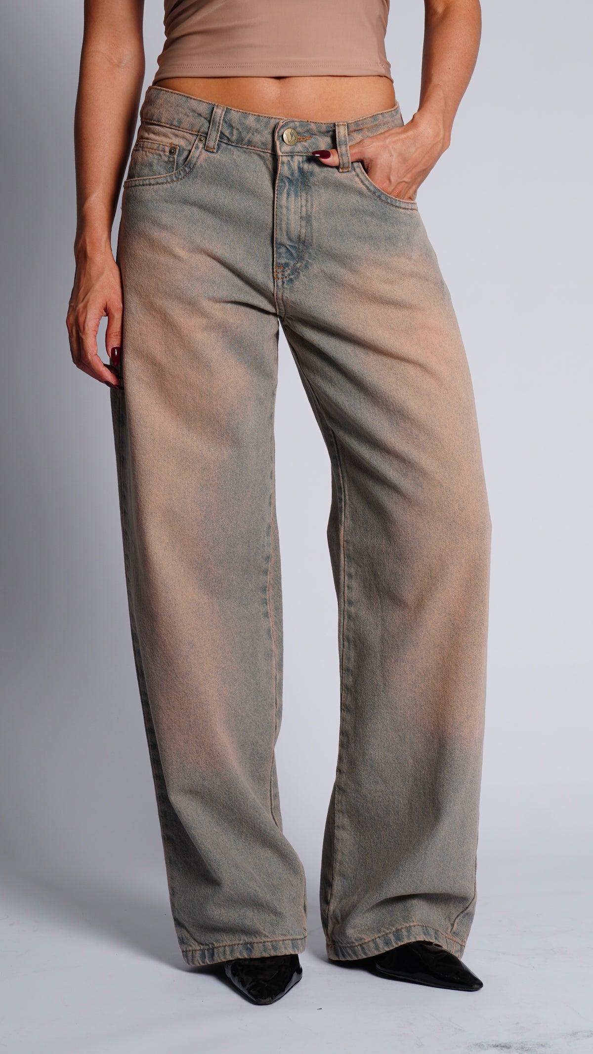 CALÇA JEANS OVERSIZED DUSTY ROSE