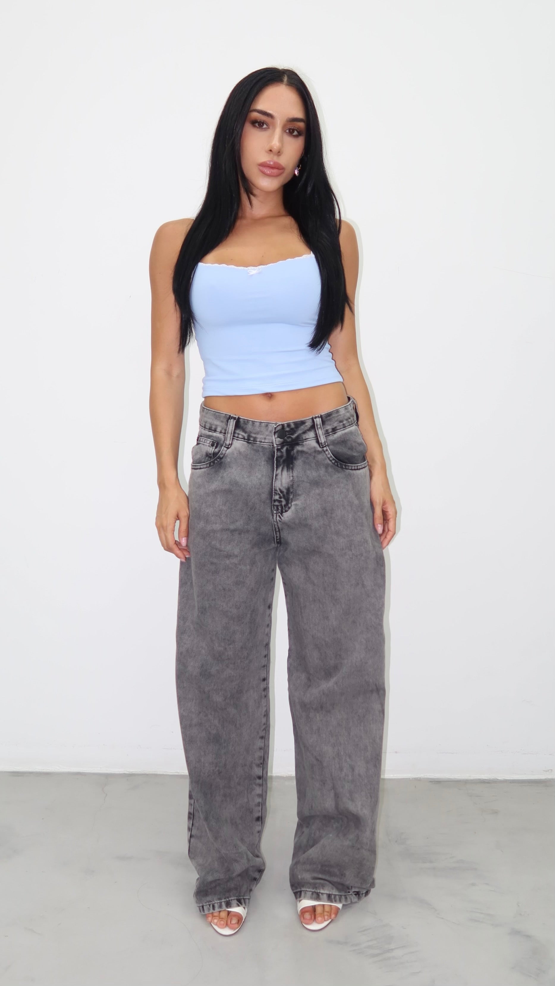 CALÇA JEANS OVERSIZED SILVER ESCURA