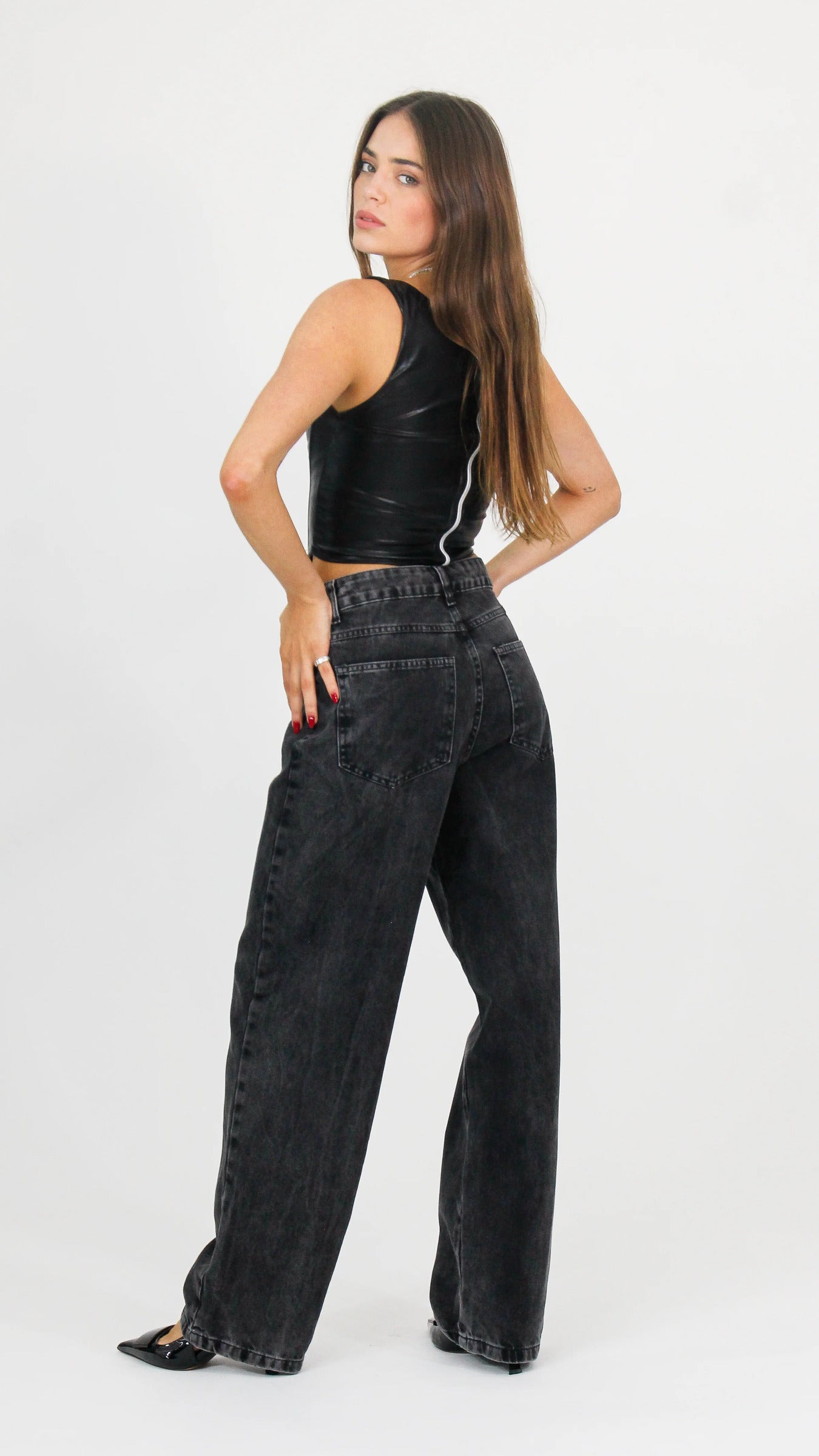 CALÇA JEANS OVERSIZED BLACK ESTONADA