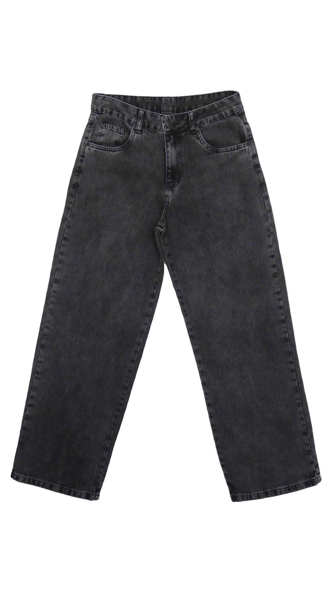 CALÇA JEANS OVERSIZED PRETA ESTONADA