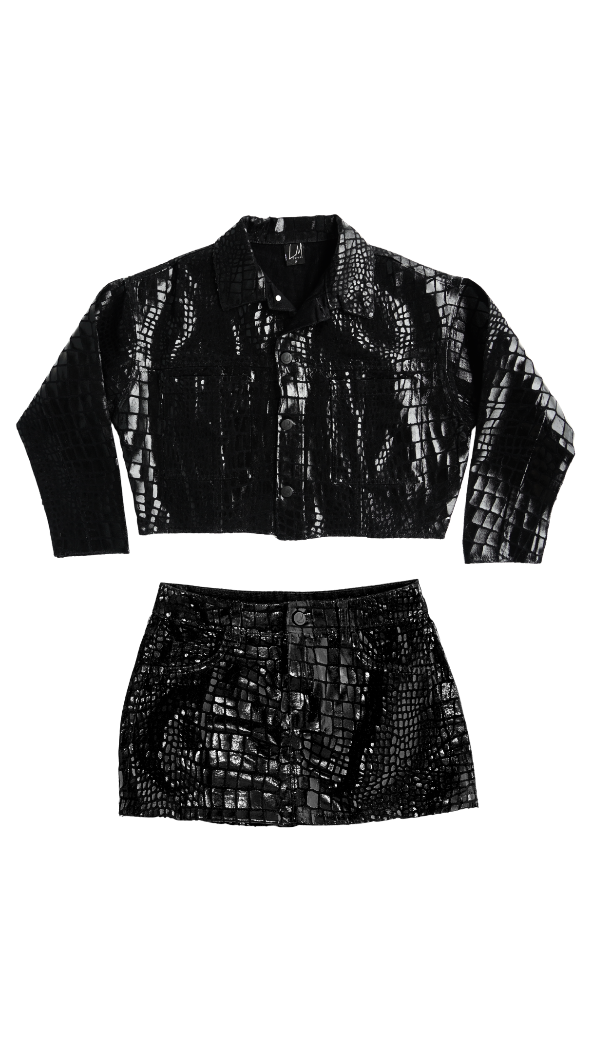 CONJUNTO JAQUETA/SAIA PREMIUM CROCO
