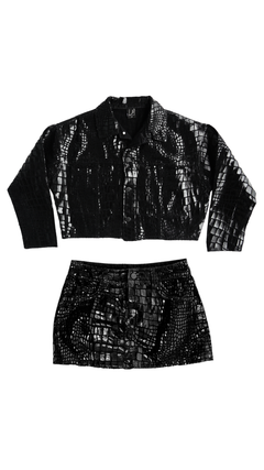 CONJUNTO JAQUETA/SAIA PREMIUM CROCO