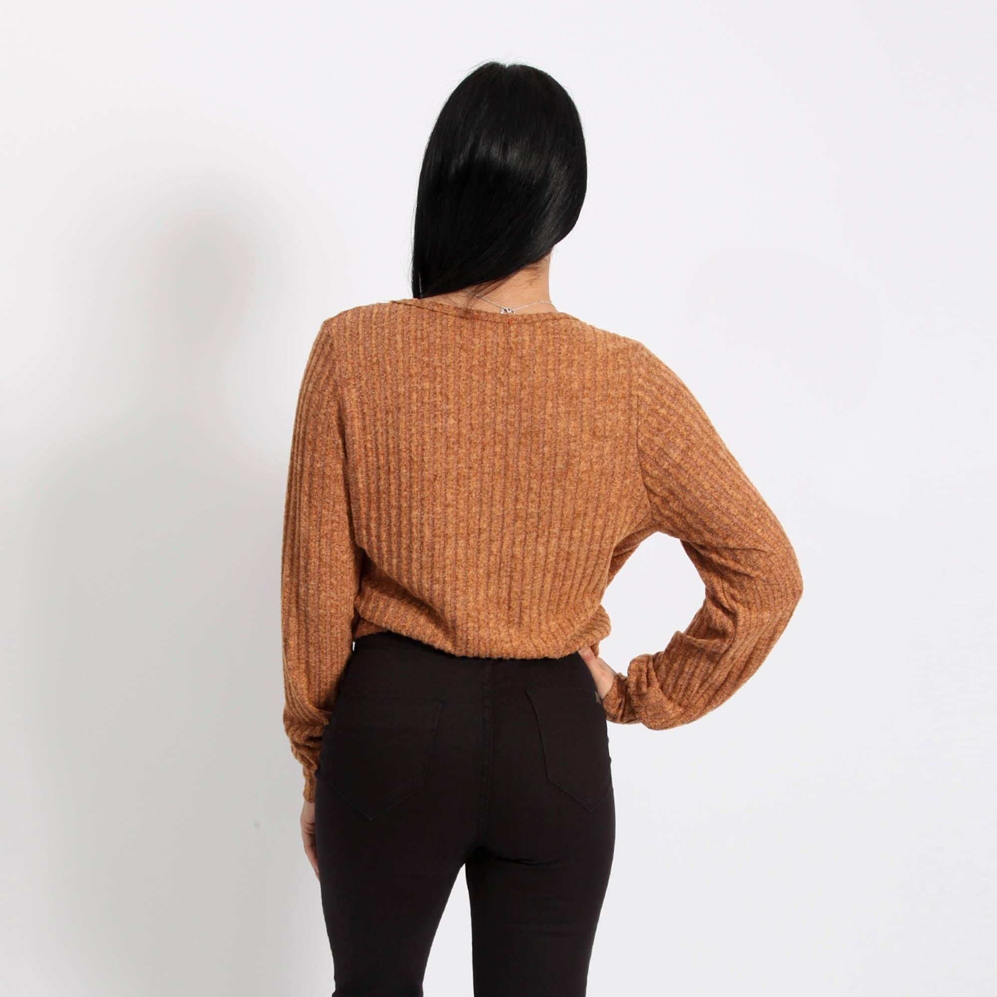 CROPPED TRICOT TRANSPASSED MARROM