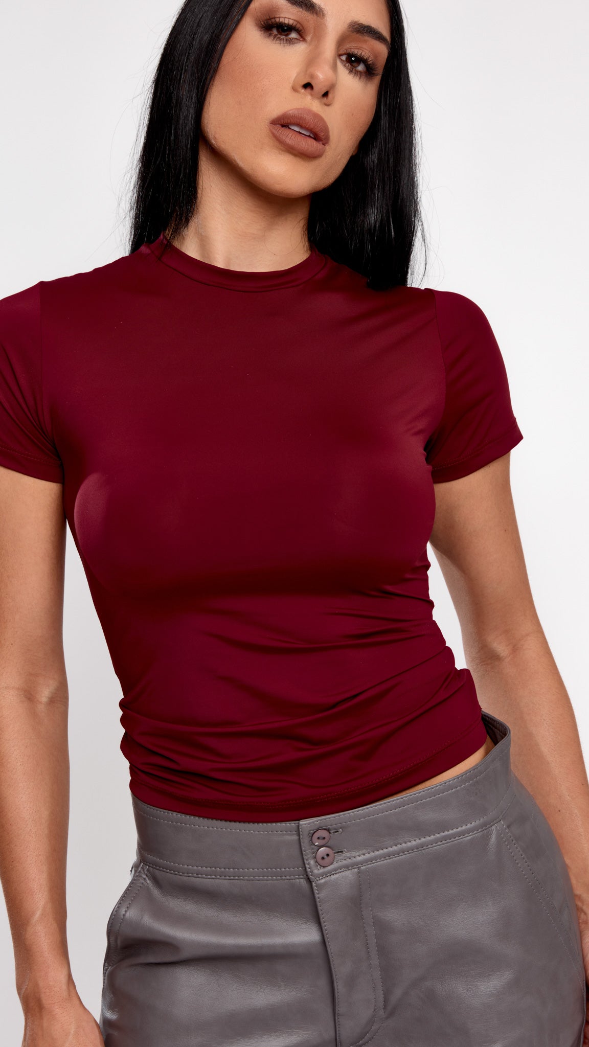 BABY TEE SKINFIT BORDÔ