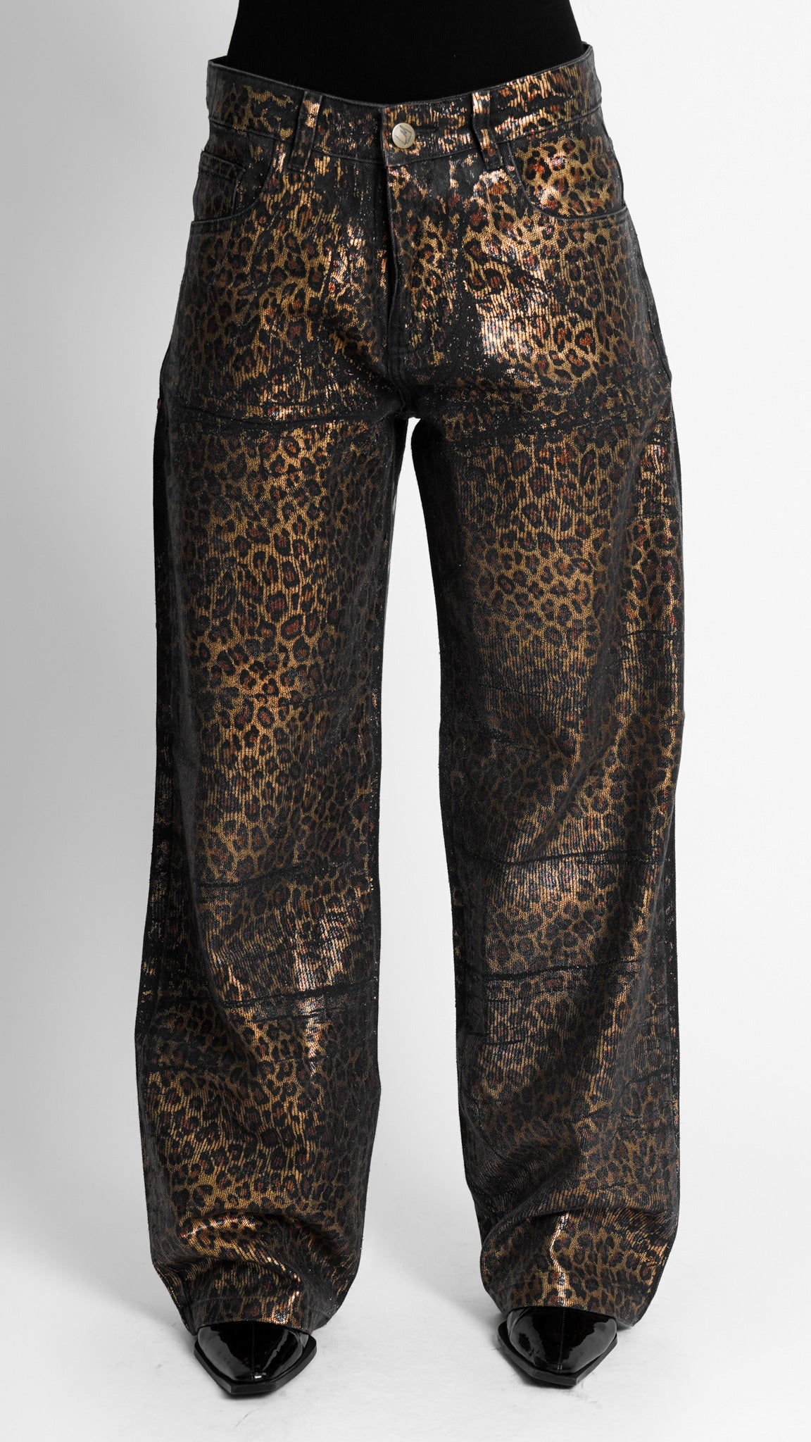 ⁠CALÇA JEANS ANIMAL PRINT