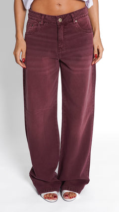 CALÇA JEANS OVERSIZED MARSALA
