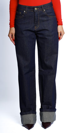 CALÇA JEANS OVERSIZED BARRA VIRADA