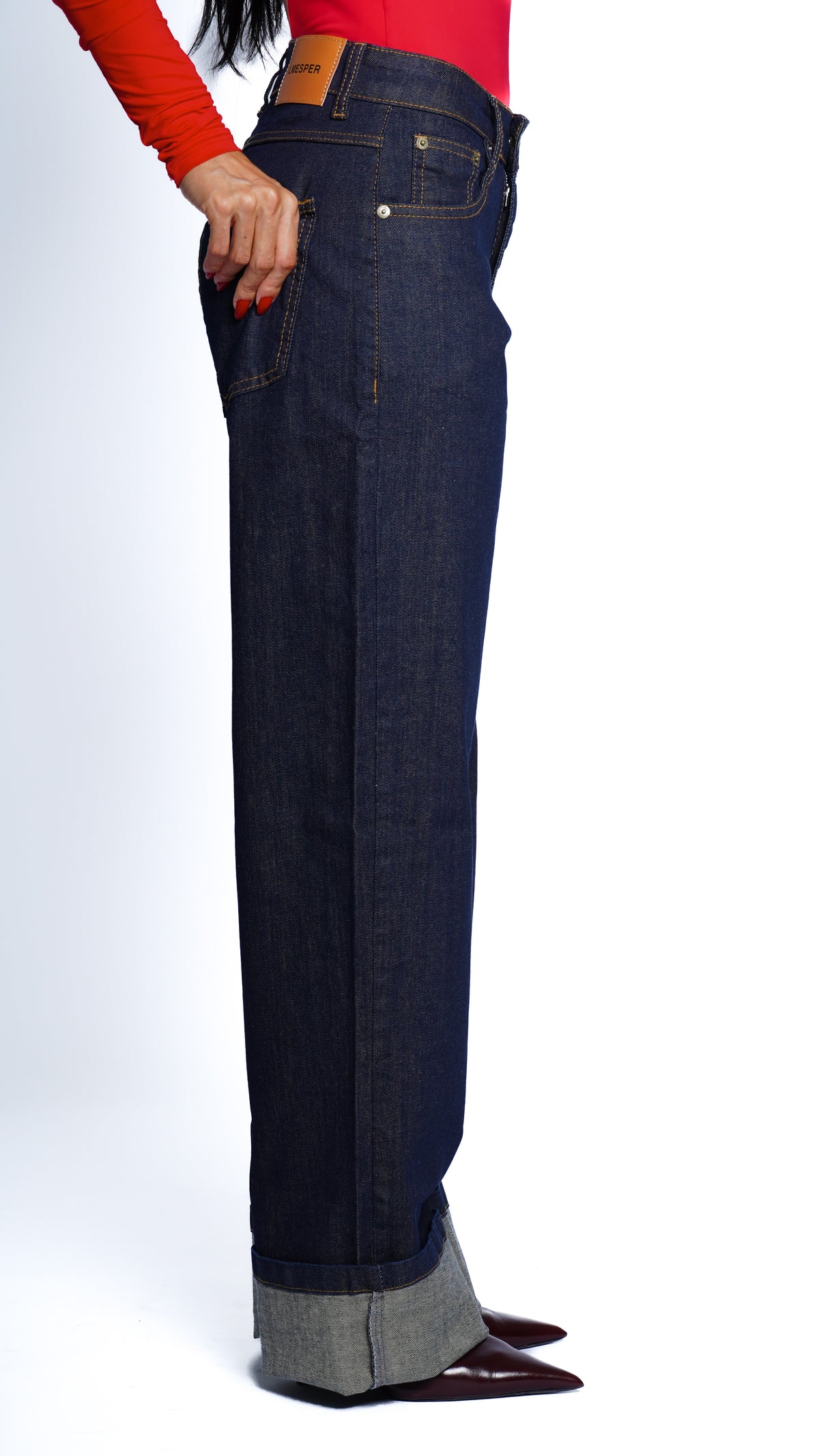 CALÇA JEANS OVERSIZED BARRA VIRADA