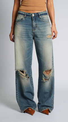 CALÇA JEANS OVERSIZED DESTROYED