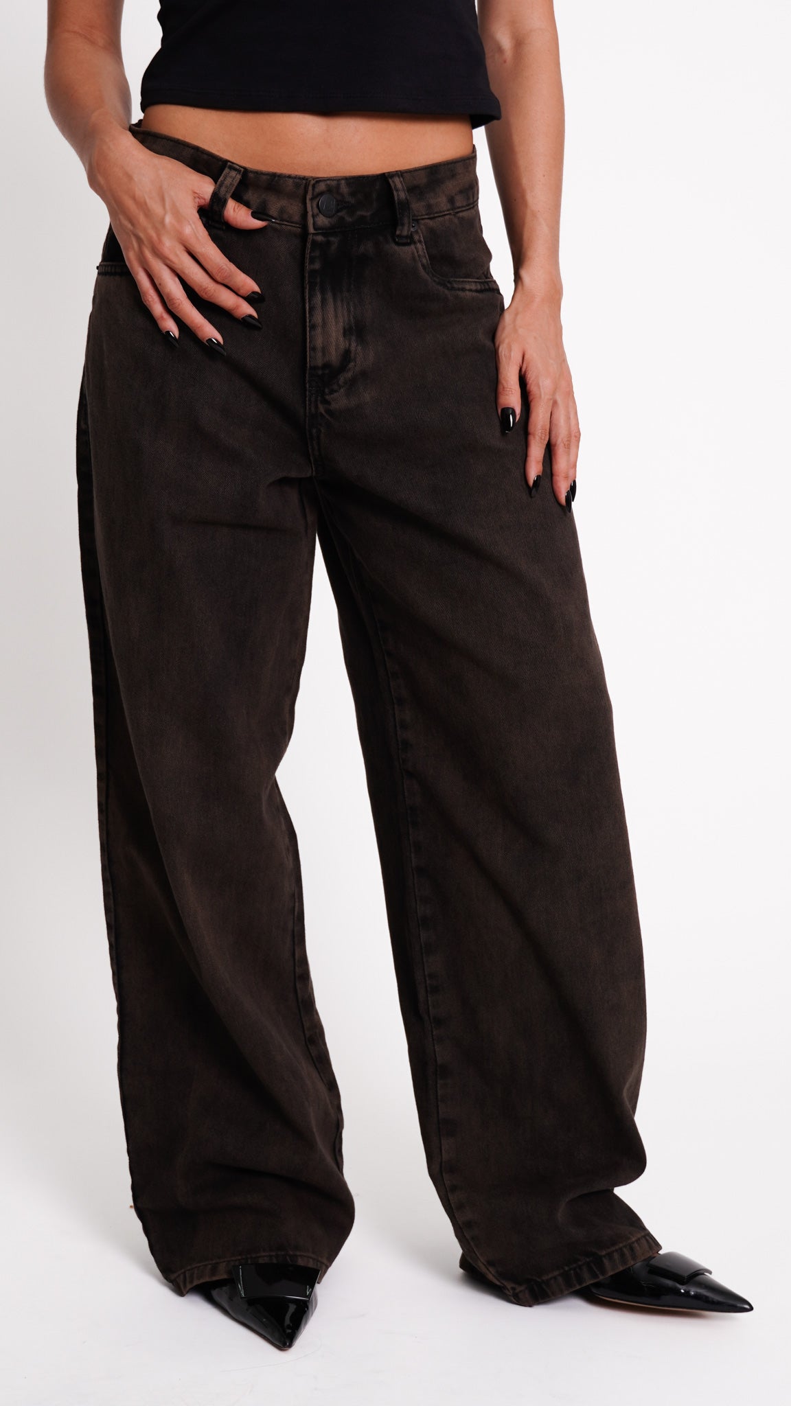 CALÇA JEANS OVERSIZED COFFEE