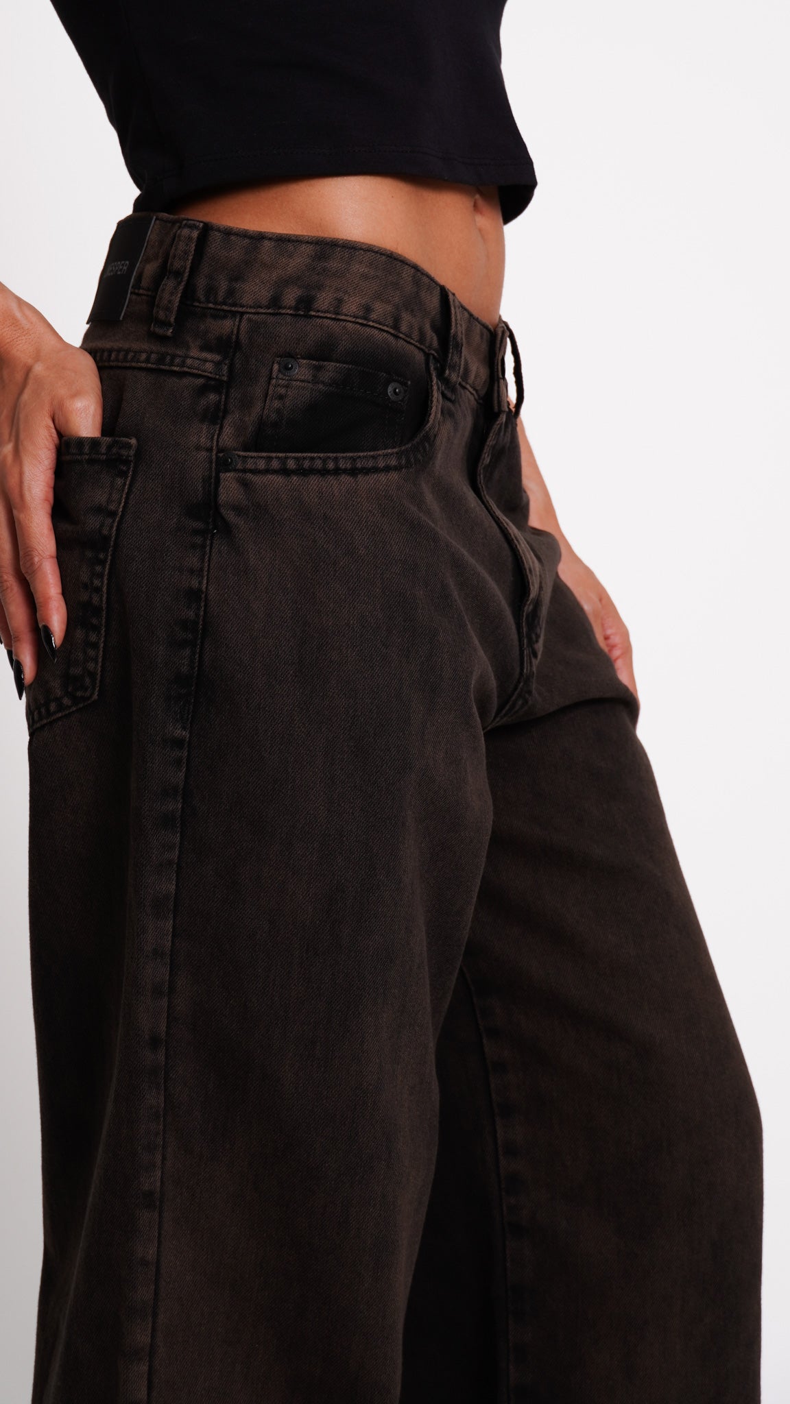 CALÇA JEANS OVERSIZED COFFEE
