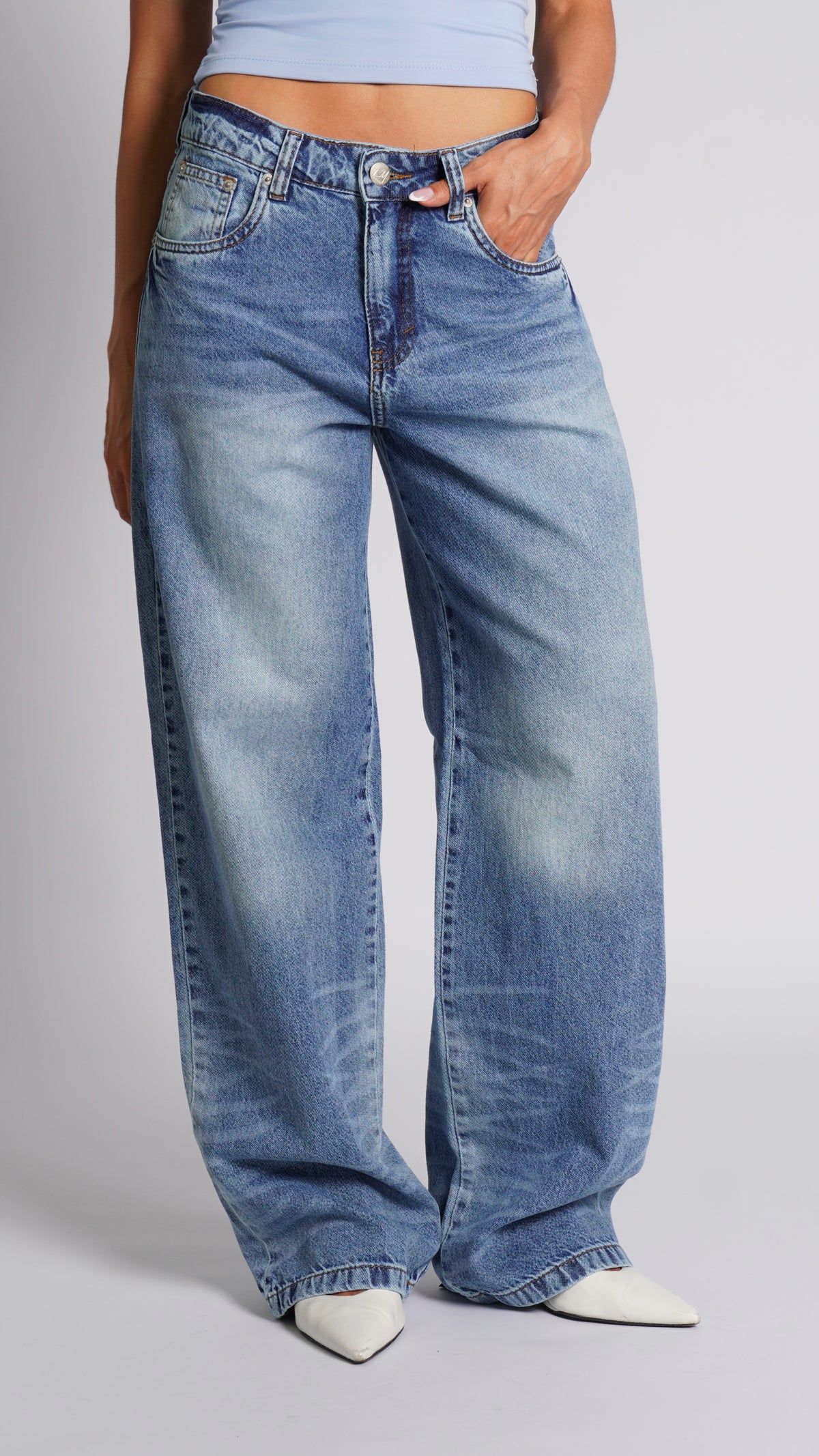 CALÇA JEANS OVERSIZED BLUE FADE
