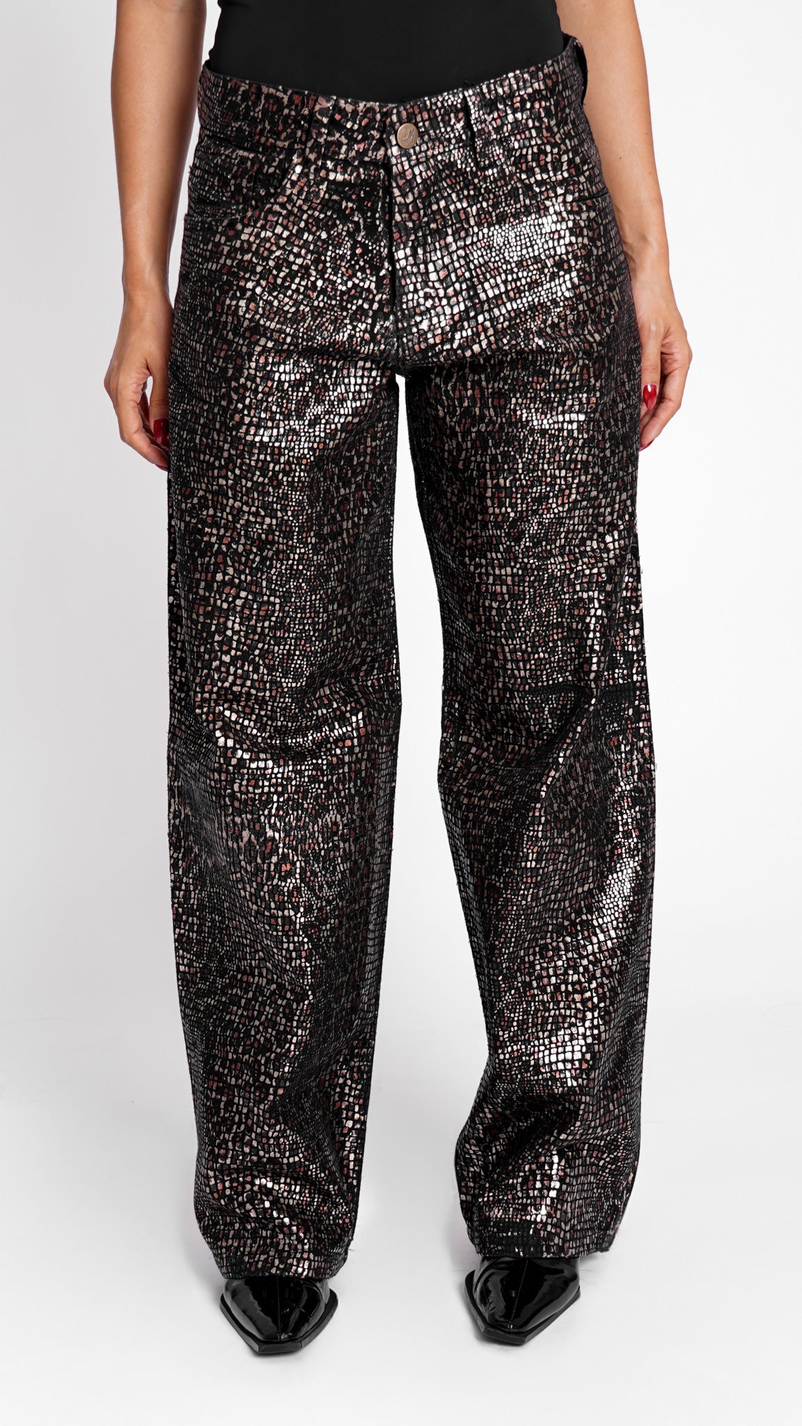 ⁠CALÇA JEANS LEOPARD