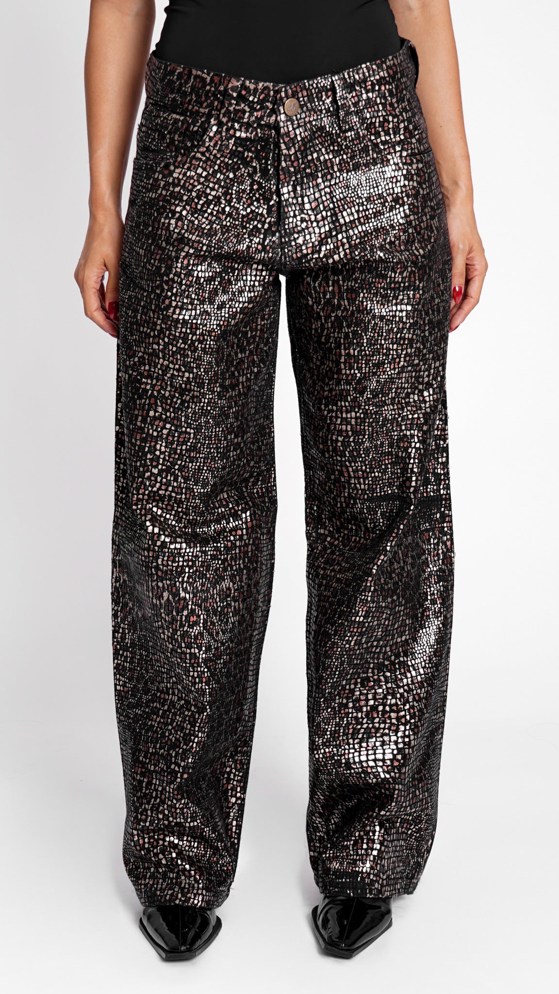 ⁠CALÇA JEANS LEOPARD