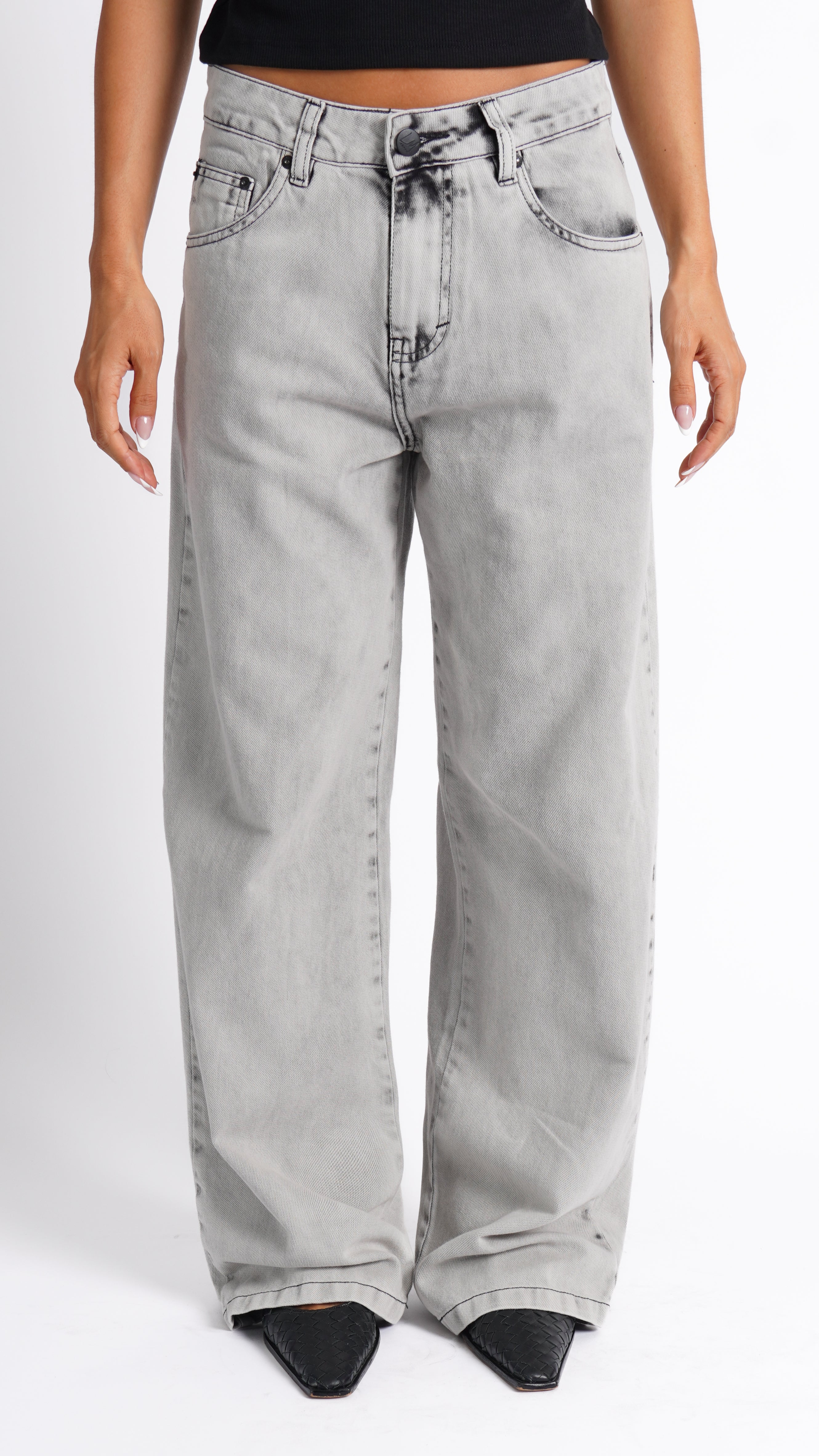 CALÇA JEANS OVERSIZED GREY