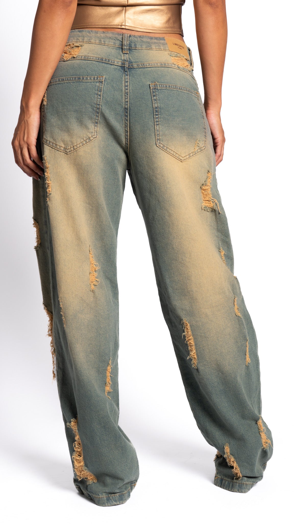 CALÇA JEANS OVERSIZED VINTAGE RASGADA